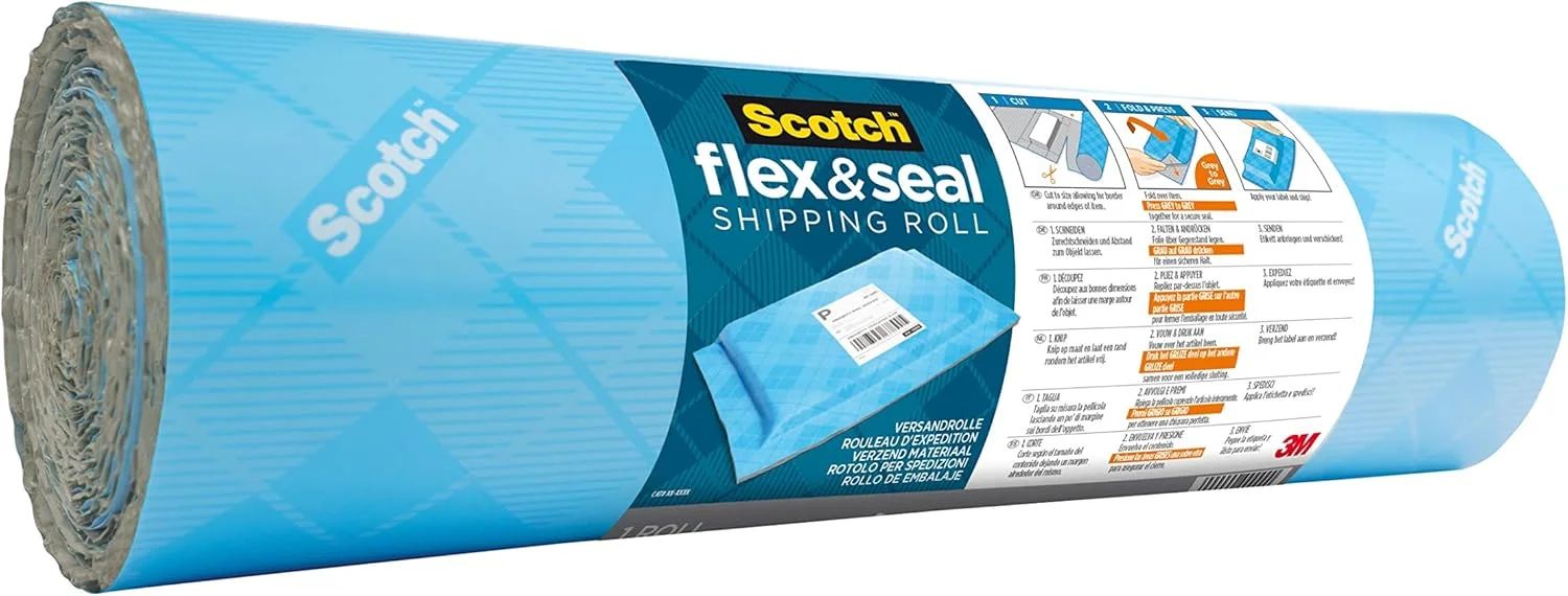رول بسته بندی اسکاچ Flex and Seal، 38 سانتی متر در 3 متر، راه حل حمل و نقل همه کاره، جایگزین آسان بسته بندی برای کیسه های پستی رول بسته بندی اسکاچ Flex and Seal، 38 سانتی متر در 3 متر، راه حل حمل و نقل همه کاره، جایگزین آسان بسته بندی برای کیسه های پستی