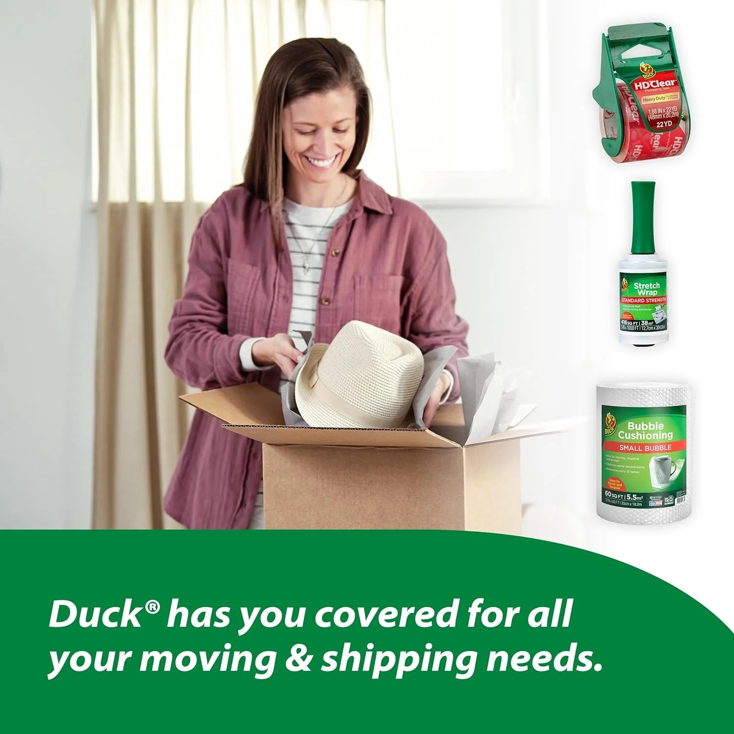 نوار چسب بسته بندی شفاف Duck HD - 1 رول - نوار بسته بندی سنگین برای حمل و نقل، پست، اسباب کشی و انبار - شفاف، نوارهای چسب بسته بندی قوی برای جعبه ها - 1.88 اینچ در 54.6 یارد (297438) نوار چسب بسته بندی شفاف Duck HD - 1 رول - نوار بسته بندی سنگین برای حمل و نقل، پست، اسباب کشی و انبار - شفاف، نوارهای چسب بسته بندی قوی برای جعبه ها - 1.88 اینچ در 54.6 یارد (297438)