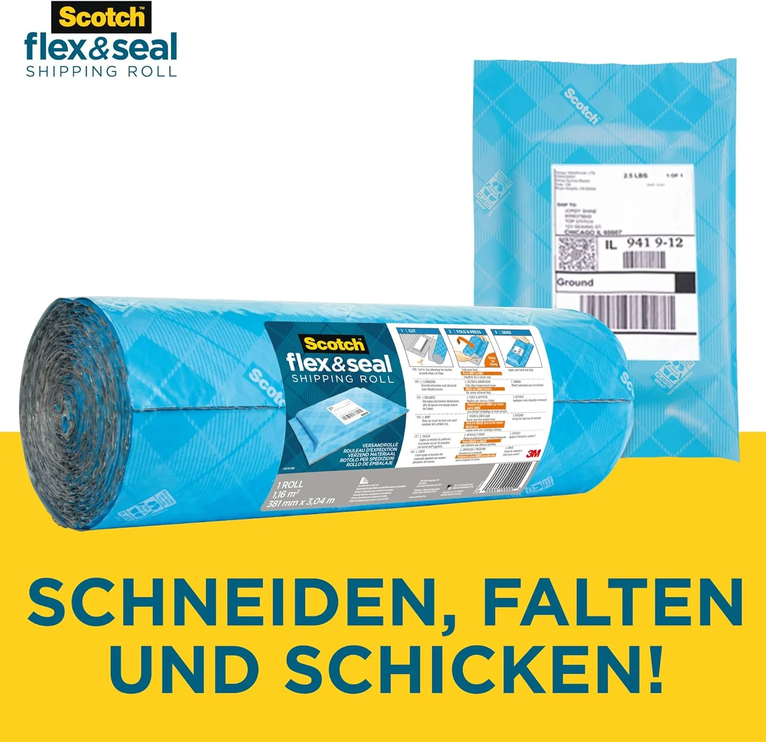 رول بسته بندی اسکاچ Flex and Seal، 38 سانتی متر در 3 متر، راه حل حمل و نقل همه کاره، جایگزین آسان بسته بندی برای کیسه های پستی رول بسته بندی اسکاچ Flex and Seal، 38 سانتی متر در 3 متر، راه حل حمل و نقل همه کاره، جایگزین آسان بسته بندی برای کیسه های پستی