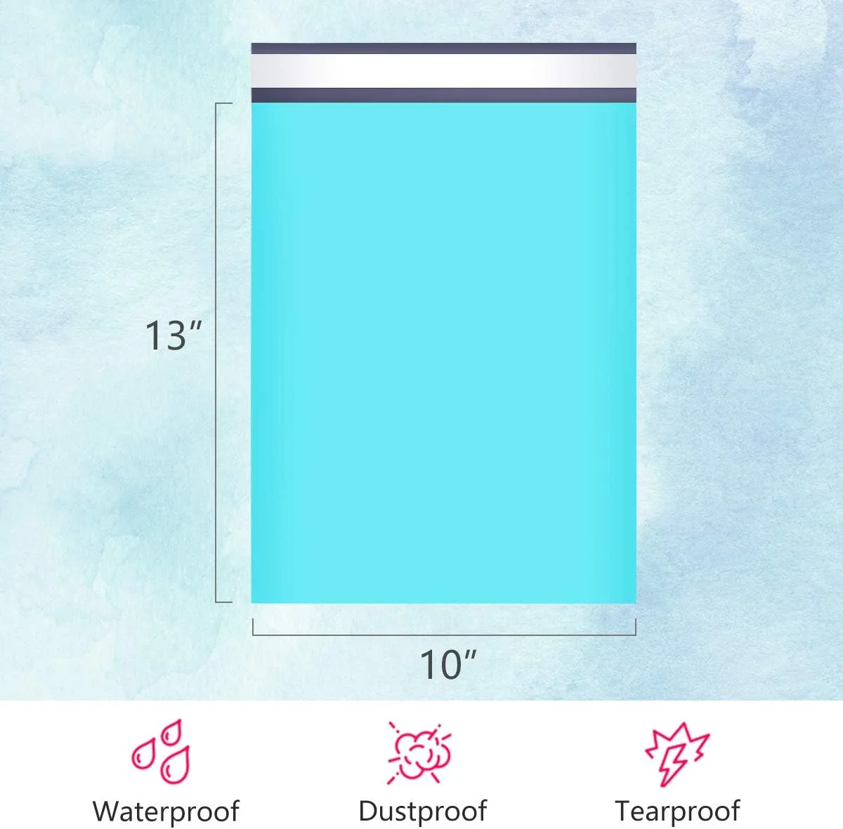 پاکت پستی پلی اتیلن UCGOU سایز 10x13 اینچ، رنگ فیروزه ای، بسته 200 عددی، پاکت های پستی ممتاز با چسب خودکار، مناسب برای کسب و کار، ضد آب و مقاوم در برابر پارگی