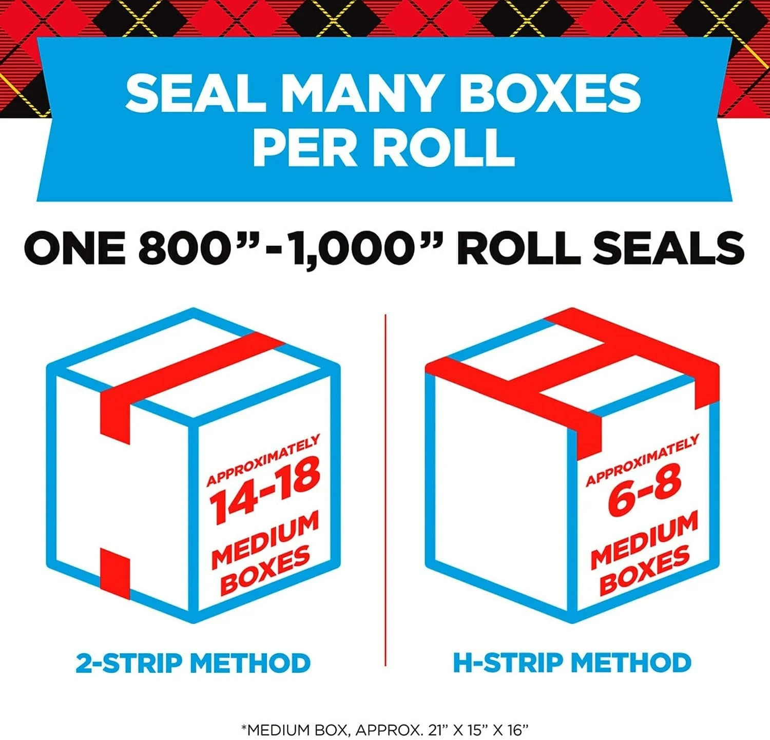 نوار بسته بندی شفاف و مقاوم 3M Scotch، هسته 1.5 اینچی، 1.88 اینچ × 22.2 یارد، پخش کننده قرمز (142)