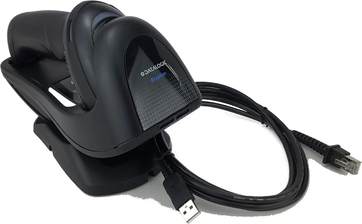 بارکد خوان بی سیم بلوتوثی دو بعدی/تک بعدی Datalogic Gryphon GBT4500، شامل پایه قابل تنظیم و سیم USB