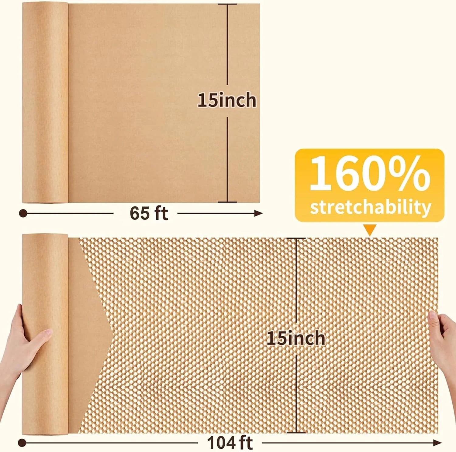 کاغذ بسته بندی لانه زنبوری، 15 اینچ در 66 فوت، کاغذ بسته بندی سازگار با محیط زیست برای اسباب کشی، کاغذهای لانه زنبوری قابل بازیافت، لوازم اسباب کشی، رول محافظ بسته بندی تخته حباب دار، همراه با 20 برچسب شکننده کاغذ بسته بندی لانه زنبوری، 15 اینچ در 66 فوت، کاغذ بسته بندی سازگار با محیط زیست برای اسباب کشی، کاغذهای لانه زنبوری قابل بازیافت، لوازم اسباب کشی، رول محافظ بسته بندی تخته حباب دار، همراه با 20 برچسب شکننده