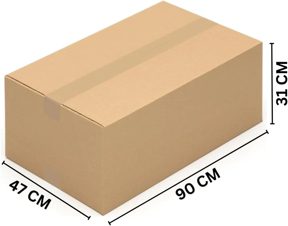 بسته 5 عددی جعبه مقوایی اسباب کشی Duchic™، ظرفیت 35 کیلوگرم، 90x47x31 سانتی متر، قهوه ای، راه راه، کارتن قهوه ای برای بسته بندی، همراه با نوار بسته بندی شفاف [2 اینچ x 50 یارد] نوار بسته بندی قوی و سنگین