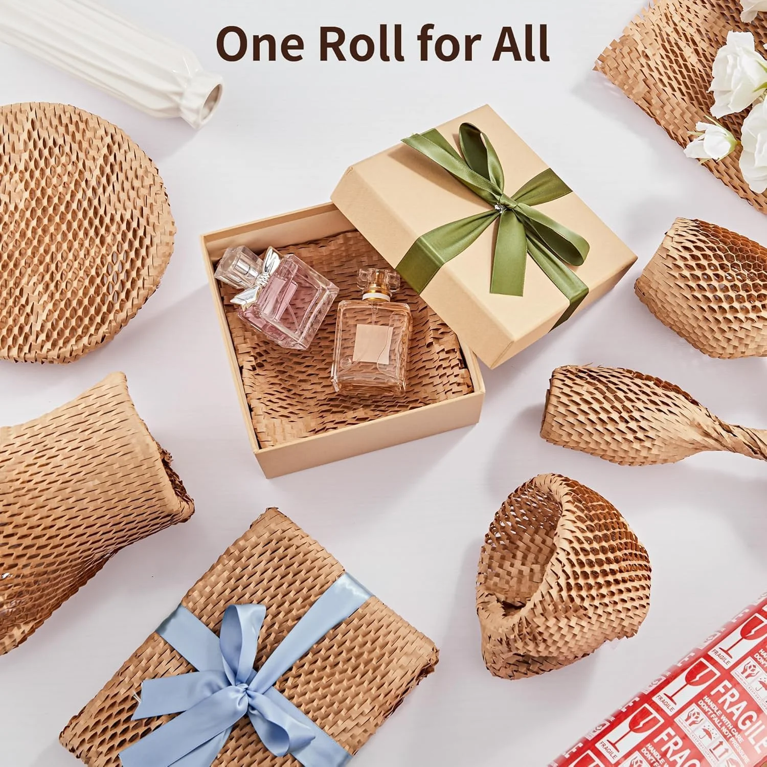 کاغذ بسته بندی لانه زنبوری، 15 اینچ در 66 فوت، کاغذ بسته بندی سازگار با محیط زیست برای اسباب کشی، کاغذهای لانه زنبوری قابل بازیافت، لوازم اسباب کشی، رول محافظ بسته بندی تخته حباب دار، همراه با 20 برچسب شکننده کاغذ بسته بندی لانه زنبوری، 15 اینچ در 66 فوت، کاغذ بسته بندی سازگار با محیط زیست برای اسباب کشی، کاغذهای لانه زنبوری قابل بازیافت، لوازم اسباب کشی، رول محافظ بسته بندی تخته حباب دار، همراه با 20 برچسب شکننده