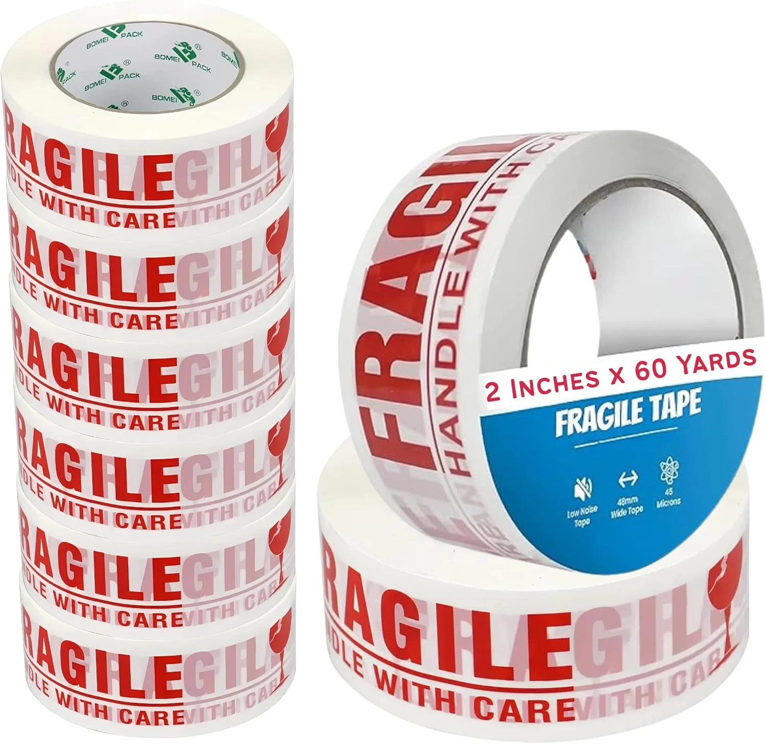 نوار چسب بسته بندی شکننده - 2 اینچ (5 سانتی متر) × 60 یارد (55 متر) - چاپ هشدار دهنده قرمز "شکننده" - نوار چسب قوی برای حمل و نقل، اسباب کشی، بسته بندی، انبارداری - نوار چسب اکریلیک قوی - بسته 6 عددی نوار چسب بسته بندی شکننده - 2 اینچ (5 سانتی متر) × 60 یارد (55 متر) - چاپ هشدار دهنده قرمز "شکننده" - نوار چسب قوی برای حمل و نقل، اسباب کشی، بسته بندی، انبارداری - نوار چسب اکریلیک قوی - بسته 6 عددی