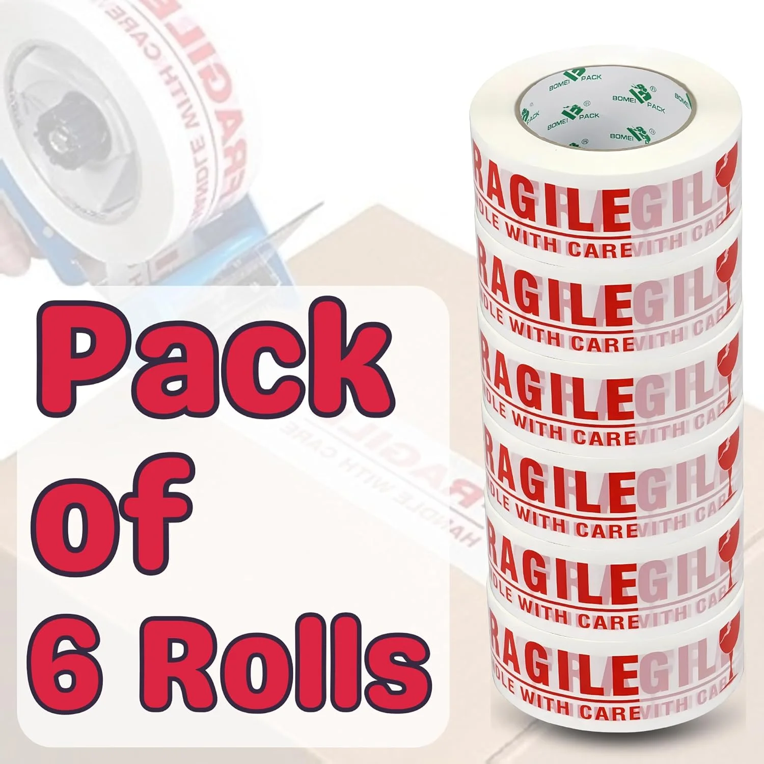 نوار چسب بسته بندی شکننده - 2 اینچ (5 سانتی متر) × 60 یارد (55 متر) - چاپ هشدار دهنده قرمز "شکننده" - نوار چسب قوی برای حمل و نقل، اسباب کشی، بسته بندی، انبارداری - نوار چسب اکریلیک قوی - بسته 6 عددی نوار چسب بسته بندی شکننده - 2 اینچ (5 سانتی متر) × 60 یارد (55 متر) - چاپ هشدار دهنده قرمز "شکننده" - نوار چسب قوی برای حمل و نقل، اسباب کشی، بسته بندی، انبارداری - نوار چسب اکریلیک قوی - بسته 6 عددی