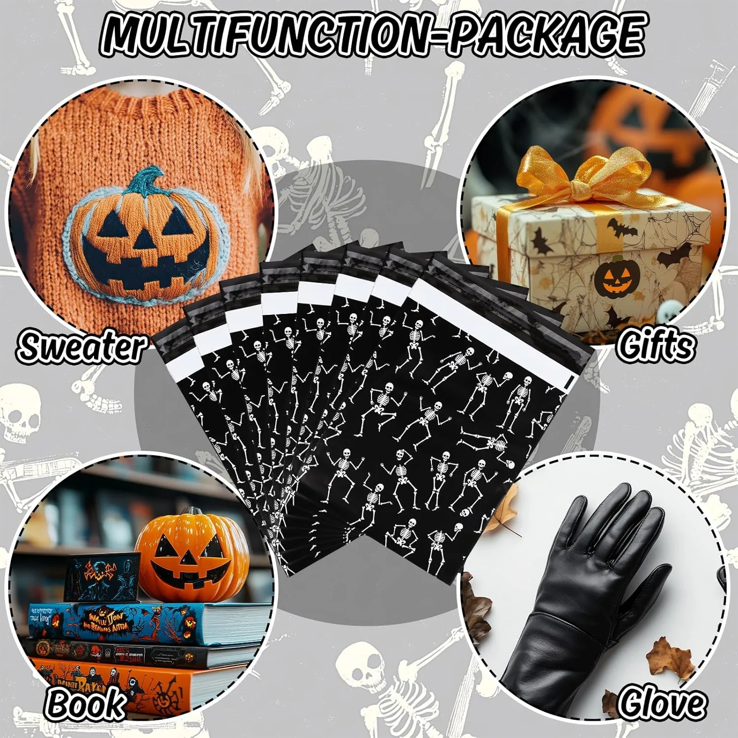 جارثناAMCS 100 عدد پاکت پستی پلی اتیلنی هالووین 25.4 در 33 سانتی متر طرح اسکلت رقصان مشکی، کیسه های بسته بندی پاکت های پستی خود چسب برای کسب و کارهای کوچک پوشاک جارثناAMCS 100 عدد پاکت پستی پلی اتیلنی هالووین 25.4 در 33 سانتی متر طرح اسکلت رقصان مشکی، کیسه های بسته بندی پاکت های پستی خود چسب برای کسب و کارهای کوچک پوشاک