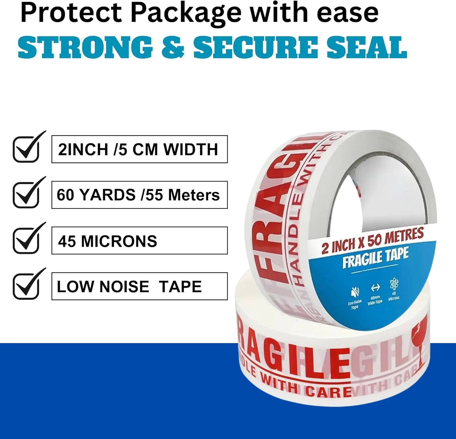 نوار چسب بسته بندی شکننده - 2 اینچ (5 سانتی متر) × 60 یارد (55 متر) - چاپ هشدار دهنده قرمز "شکننده" - نوار چسب قوی برای حمل و نقل، اسباب کشی، بسته بندی، انبارداری - نوار چسب اکریلیک قوی - بسته 6 عددی نوار چسب بسته بندی شکننده - 2 اینچ (5 سانتی متر) × 60 یارد (55 متر) - چاپ هشدار دهنده قرمز "شکننده" - نوار چسب قوی برای حمل و نقل، اسباب کشی، بسته بندی، انبارداری - نوار چسب اکریلیک قوی - بسته 6 عددی