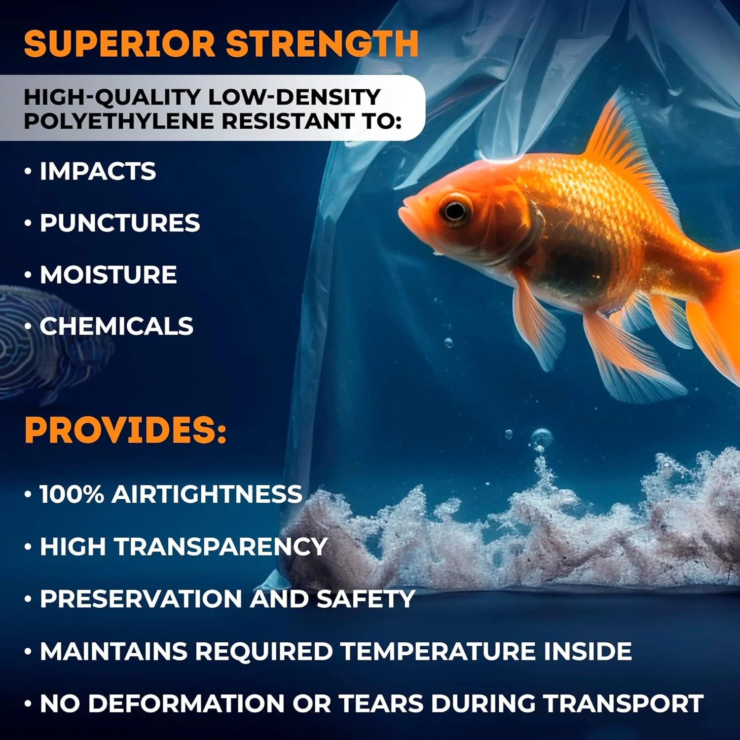 کیسه های پلاستیکی شفاف حمل ماهی APQ Supply، سایز 30x45 سانتی متر، بسته 100 عددی، کیسه های پلی اتیلن 2 میل برای حمل و نقل ماهی. کیسه های بسته بندی پلاستیکی و پلی. کیسه حمل ماهی بادوام. کیسه های پلاستیکی شفاف با گرید غذایی برای ماهی
