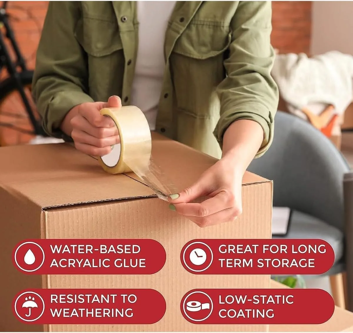 6 حلقه چسب نواری شفاف SFZC برای بسته‌بندی جعبه، اسباب‌کشی، بسته‌بندی، ارسال، پست، بسته‌بندی و لوازم اداری