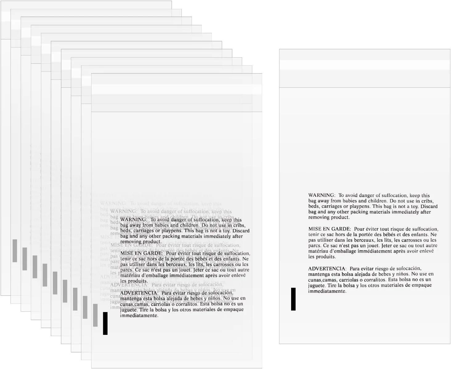 sourcing map 300 عدد کیسه پلی اتیلن شفاف خود چسب دار با هشدار خفگی، 10.2x15.3 سانتی متر کیسه های پستی پلی اتیلن شفاف با چسب فوق العاده قوی برای بسته بندی لوازم خرده فروشی