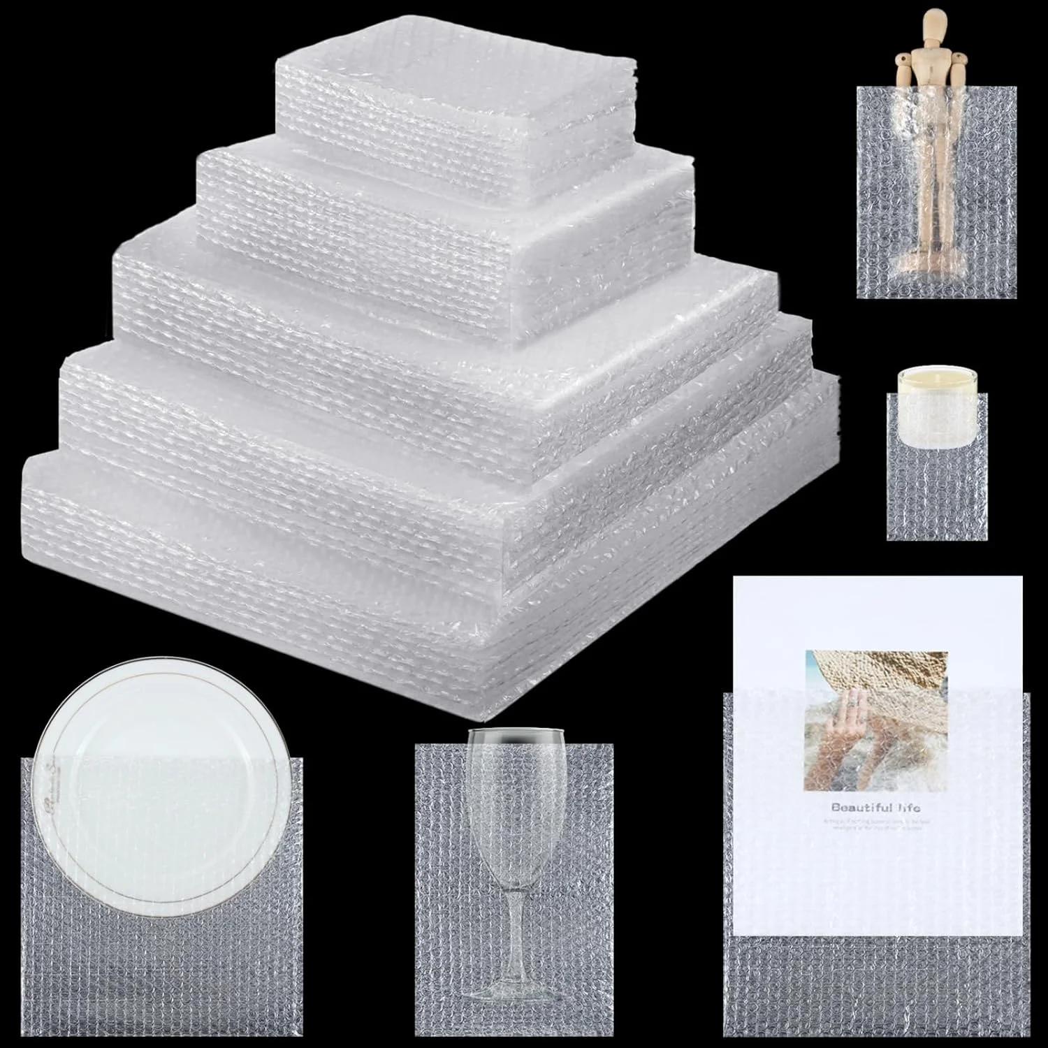 Jetec بسته 100 عددی پاکت های حبابدار در 5 سایز مختلف، مناسب بسته بندی و ارسال لوازم شکستنی، محافظت از ظروف، لیوان ها، فنجان های چینی و بسته بندی ماگ (شفاف) Jetec بسته 100 عددی پاکت های حبابدار در 5 سایز مختلف، مناسب بسته بندی و ارسال لوازم شکستنی، محافظت از ظروف، لیوان ها، فنجان های چینی و بسته بندی ماگ (شفاف)