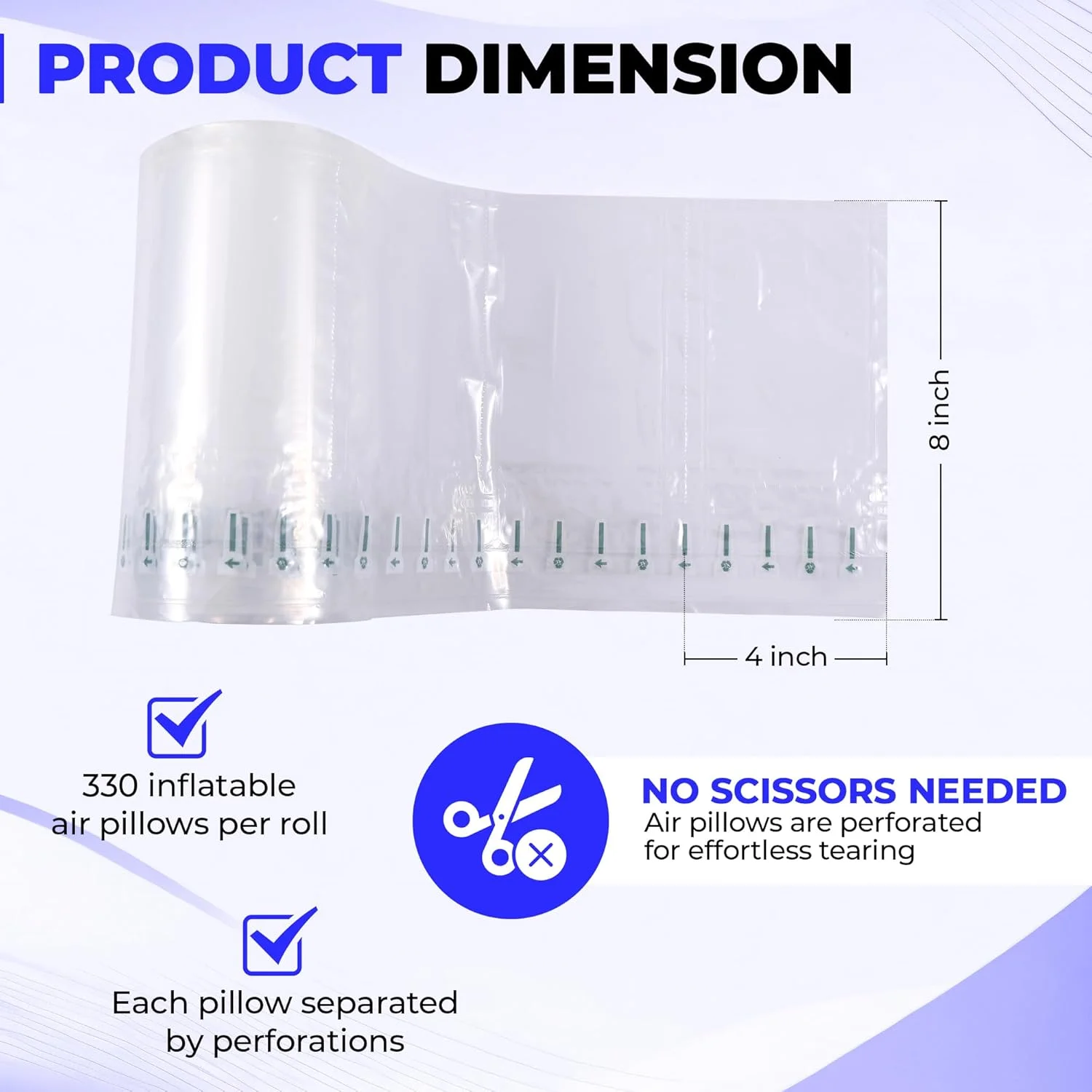 بالشتک های هوای بادی 330 عددی Buena Goods با ابعاد 4x8 اینچ به همراه پمپ دستی - ایده آل برای پر کردن فضاهای خالی در بسته ها - کیسه های هوای بسته بندی - پرکننده بسته بندی برای حمل و نقل - ایده آل برای حفظ شکل کیف