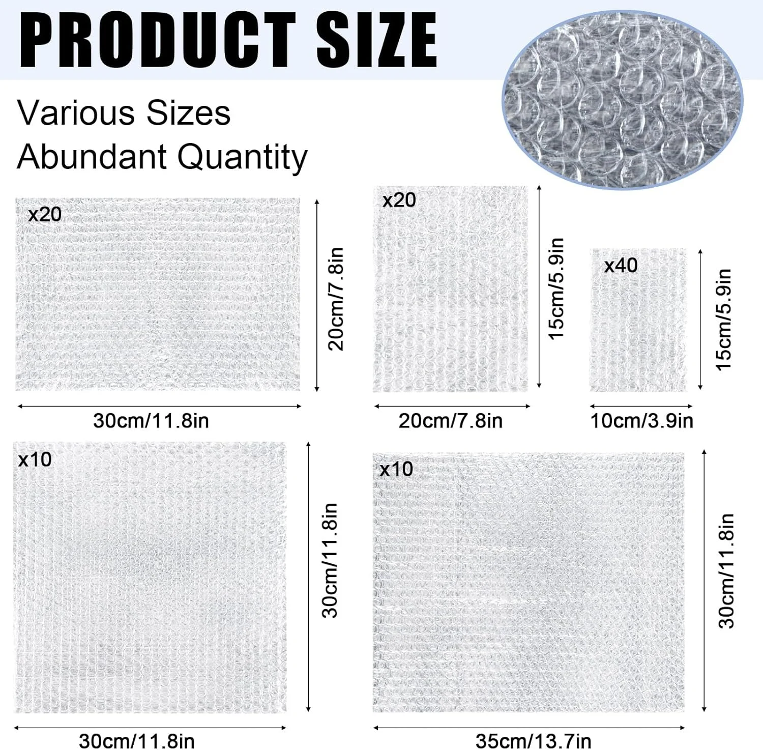 Jetec بسته 100 عددی پاکت های حبابدار در 5 سایز مختلف، مناسب بسته بندی و ارسال لوازم شکستنی، محافظت از ظروف، لیوان ها، فنجان های چینی و بسته بندی ماگ (شفاف) Jetec بسته 100 عددی پاکت های حبابدار در 5 سایز مختلف، مناسب بسته بندی و ارسال لوازم شکستنی، محافظت از ظروف، لیوان ها، فنجان های چینی و بسته بندی ماگ (شفاف)