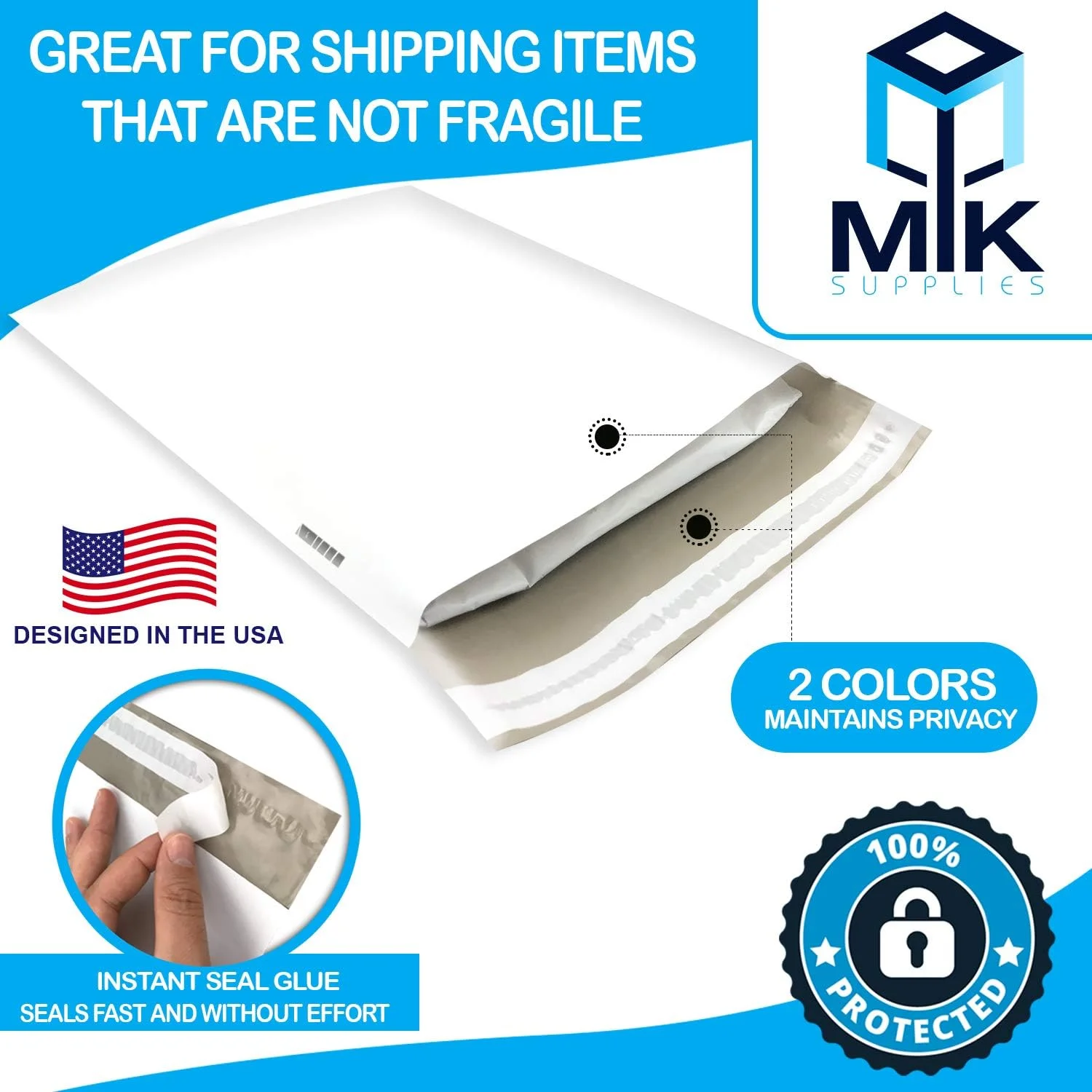 پاکت پستی پلی اتیلن سفید MIK Supplies (بدون حباب) بسته 100 عددی، ضخامت 2.5 میل، پاکت های پلاستیکی حمل و نقل با نوار چسب خودکار، ضد آب و مقاوم در برابر پارگی، (25x33 سانتی متر) پاکت پستی پلی اتیلن سفید MIK Supplies (بدون حباب) بسته 100 عددی، ضخامت 2.5 میل، پاکت های پلاستیکی حمل و نقل با نوار چسب خودکار، ضد آب و مقاوم در برابر پارگی، (25x33 سانتی متر)