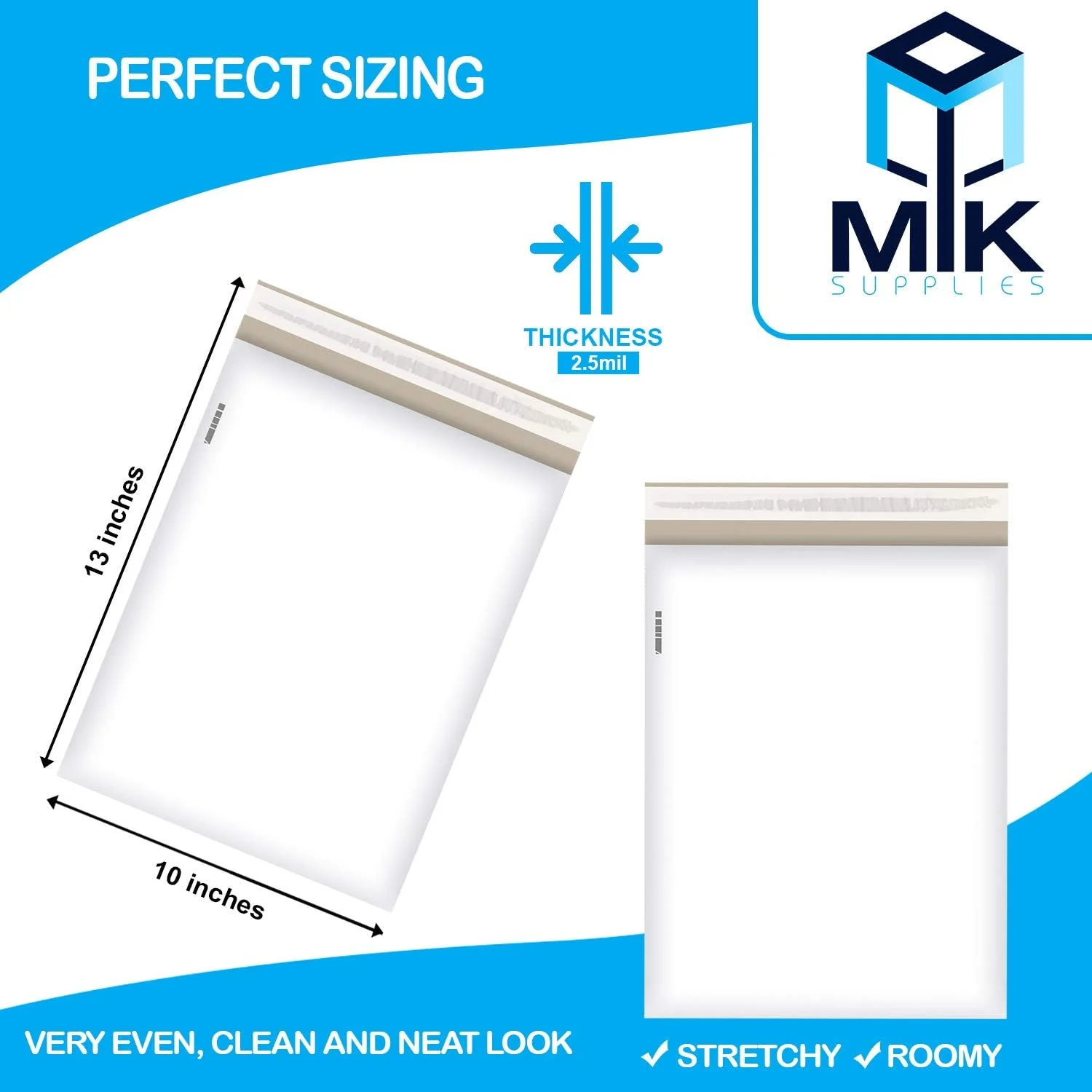 پاکت پستی پلی اتیلن سفید MIK Supplies (بدون حباب) بسته 100 عددی، ضخامت 2.5 میل، پاکت های پلاستیکی حمل و نقل با نوار چسب خودکار، ضد آب و مقاوم در برابر پارگی، (25x33 سانتی متر) پاکت پستی پلی اتیلن سفید MIK Supplies (بدون حباب) بسته 100 عددی، ضخامت 2.5 میل، پاکت های پلاستیکی حمل و نقل با نوار چسب خودکار، ضد آب و مقاوم در برابر پارگی، (25x33 سانتی متر)