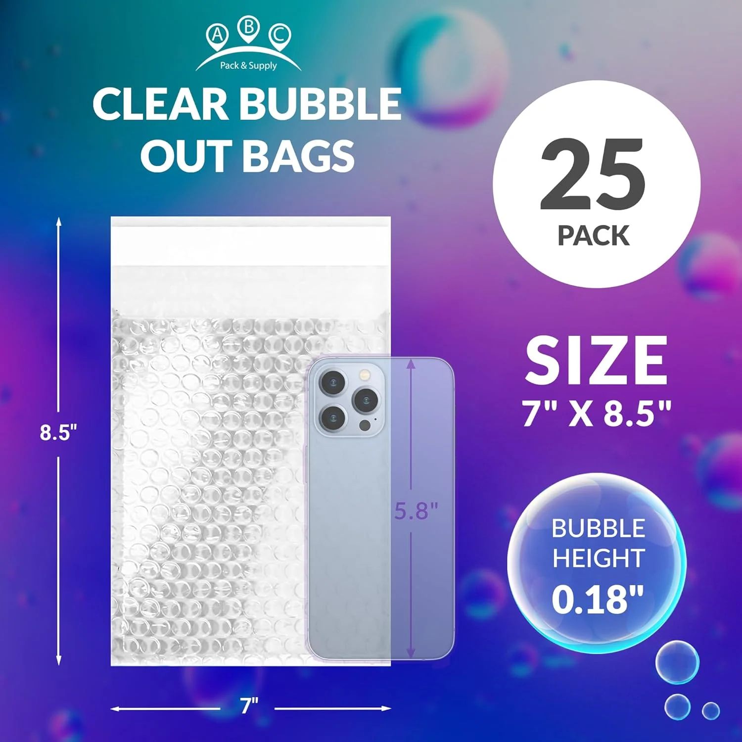 کیسه های حبابدار شفاف ABC Pack & Supply، 7 x 8.5 اینچ، کیسه های حبابدار ضد ضربه برای بسته بندی و ارسال، بسته 25 عددی، کیسه های حبابدار پلی اتیلنی خود چسب، کیسه های حبابدار با لایه 3/16 اینچی، کیسه های حبابدار محافظ کیسه های حبابدار شفاف ABC Pack & Supply، 7 x 8.5 اینچ، کیسه های حبابدار ضد ضربه برای بسته بندی و ارسال، بسته 25 عددی، کیسه های حبابدار پلی اتیلنی خود چسب، کیسه های حبابدار با لایه 3/16 اینچی، کیسه های حبابدار محافظ