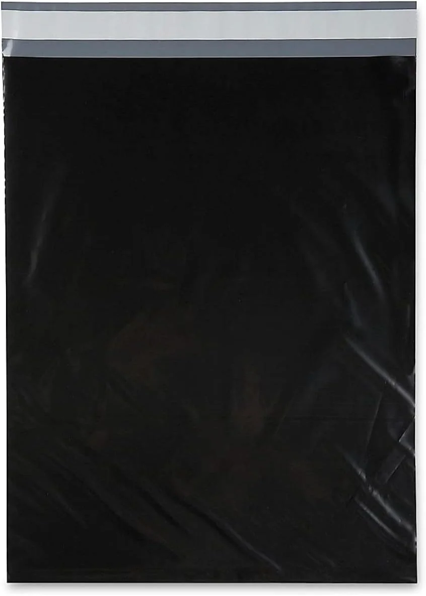 بسته 50 عددی پاکت پستی پلی اتیلن مشکی مات QNP، ضد آب، خود چسب، کیسه های پستی پلاستیکی (48x61 سانتی متر)