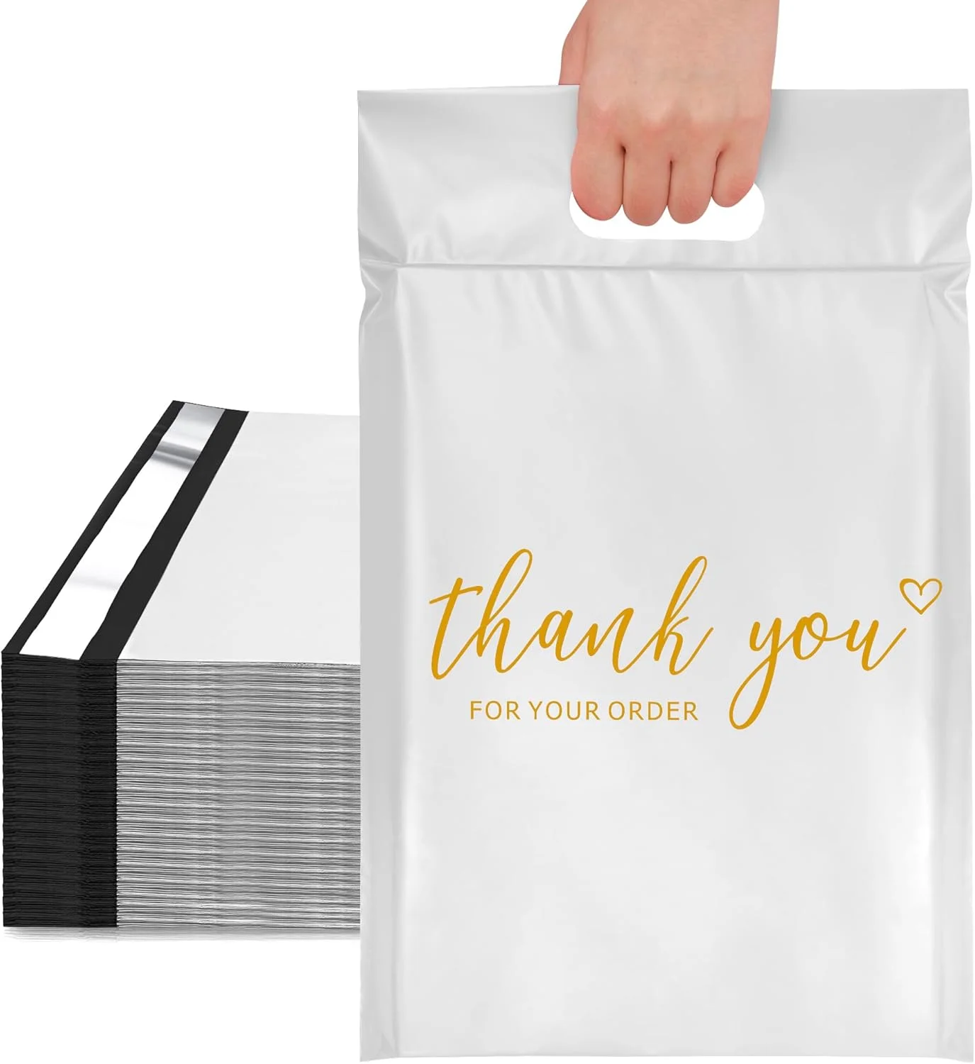 پاکت پستی پلی اتیلن دسته دار JinRuiKJ سایز 12x15.5 اینچ 50 عددی، کیسه های بسته بندی حمل آسان برای کسب و کارهای کوچک، کیسه های پستی تشکر با نوار چسب خود چسب، ضد آب و ضد پارگی - سفید پاکت پستی پلی اتیلن دسته دار JinRuiKJ سایز 12x15.5 اینچ 50 عددی، کیسه های بسته بندی حمل آسان برای کسب و کارهای کوچک، کیسه های پستی تشکر با نوار چسب خود چسب، ضد آب و ضد پارگی - سفید