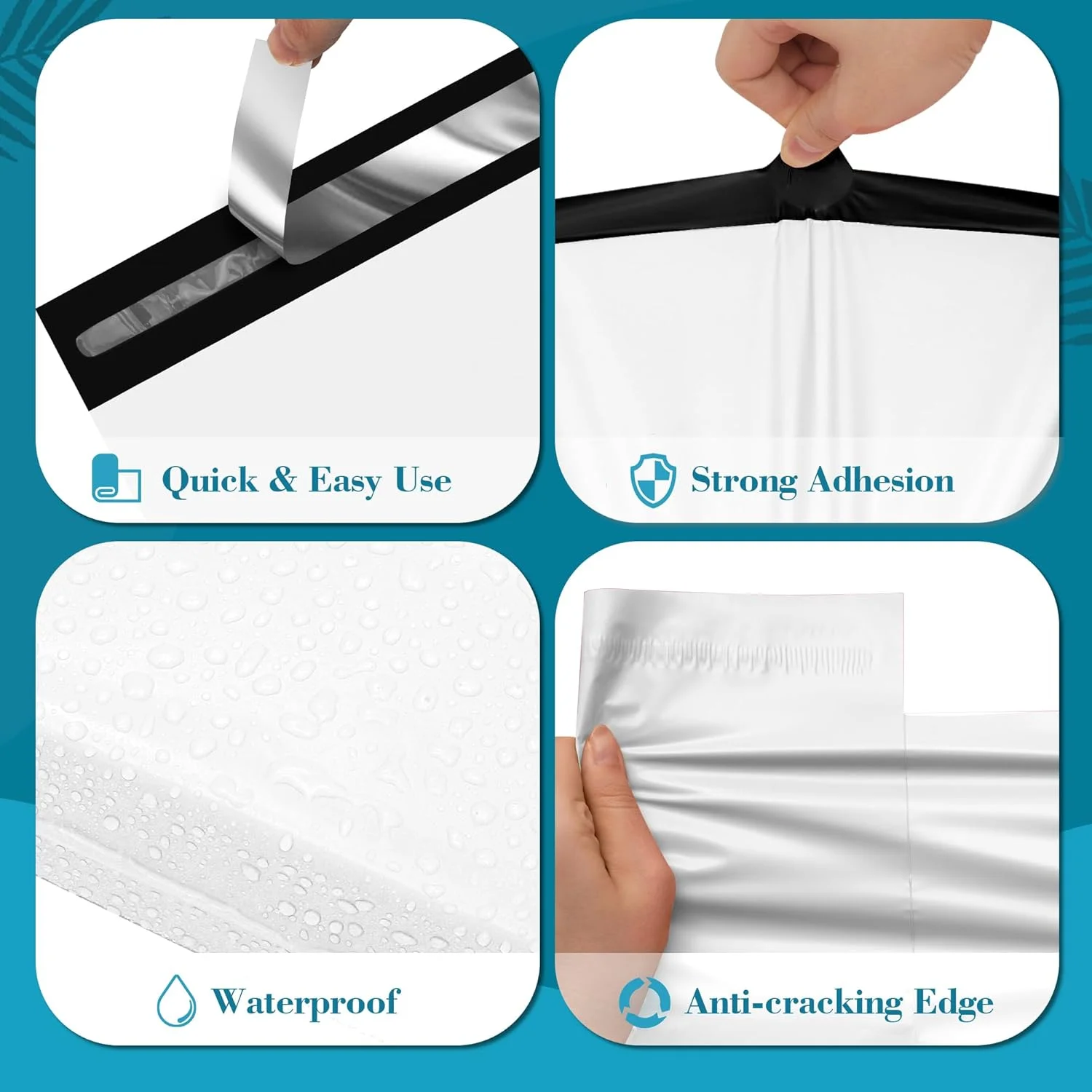 پاکت پستی پلی اتیلن دسته دار JinRuiKJ سایز 12x15.5 اینچ 50 عددی، کیسه های بسته بندی حمل آسان برای کسب و کارهای کوچک، کیسه های پستی تشکر با نوار چسب خود چسب، ضد آب و ضد پارگی - سفید پاکت پستی پلی اتیلن دسته دار JinRuiKJ سایز 12x15.5 اینچ 50 عددی، کیسه های بسته بندی حمل آسان برای کسب و کارهای کوچک، کیسه های پستی تشکر با نوار چسب خود چسب، ضد آب و ضد پارگی - سفید