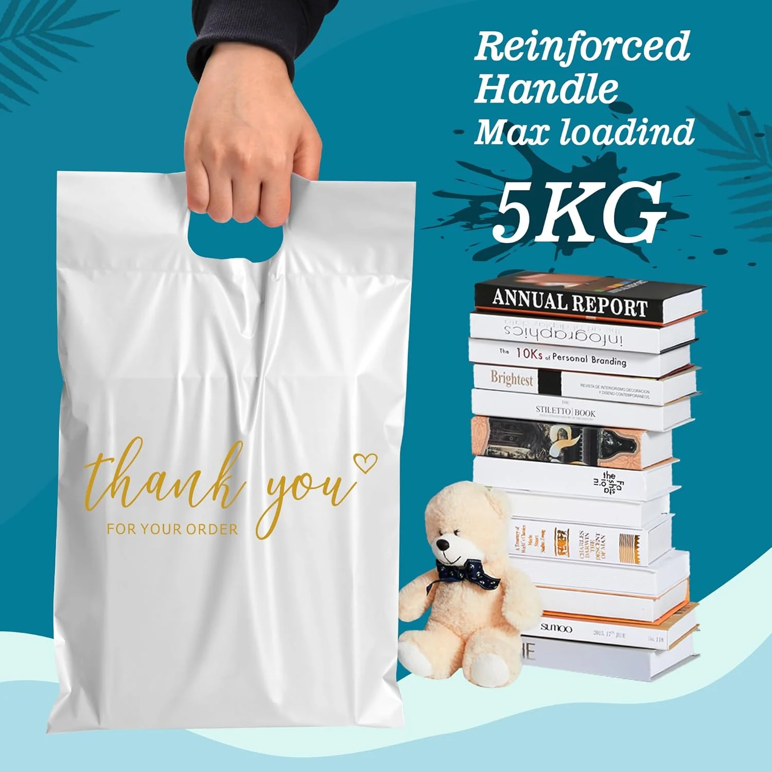 پاکت پستی پلی اتیلن دسته دار JinRuiKJ سایز 12x15.5 اینچ 50 عددی، کیسه های بسته بندی حمل آسان برای کسب و کارهای کوچک، کیسه های پستی تشکر با نوار چسب خود چسب، ضد آب و ضد پارگی - سفید پاکت پستی پلی اتیلن دسته دار JinRuiKJ سایز 12x15.5 اینچ 50 عددی، کیسه های بسته بندی حمل آسان برای کسب و کارهای کوچک، کیسه های پستی تشکر با نوار چسب خود چسب، ضد آب و ضد پارگی - سفید