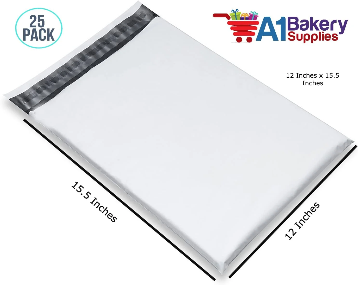 پاکت پستی پلی اتیلن سفید A1 Bakery Supplies، پاکت های پستی خود چسب، ضد آب و مقاوم در برابر پارگی برای لباس، کتاب و لوازم جانبی، کیسه های پستی. سایز 12x15.5 اینچ، بسته 25 عددی پاکت پستی پلی اتیلن سفید A1 Bakery Supplies، پاکت های پستی خود چسب، ضد آب و مقاوم در برابر پارگی برای لباس، کتاب و لوازم جانبی، کیسه های پستی. سایز 12x15.5 اینچ، بسته 25 عددی