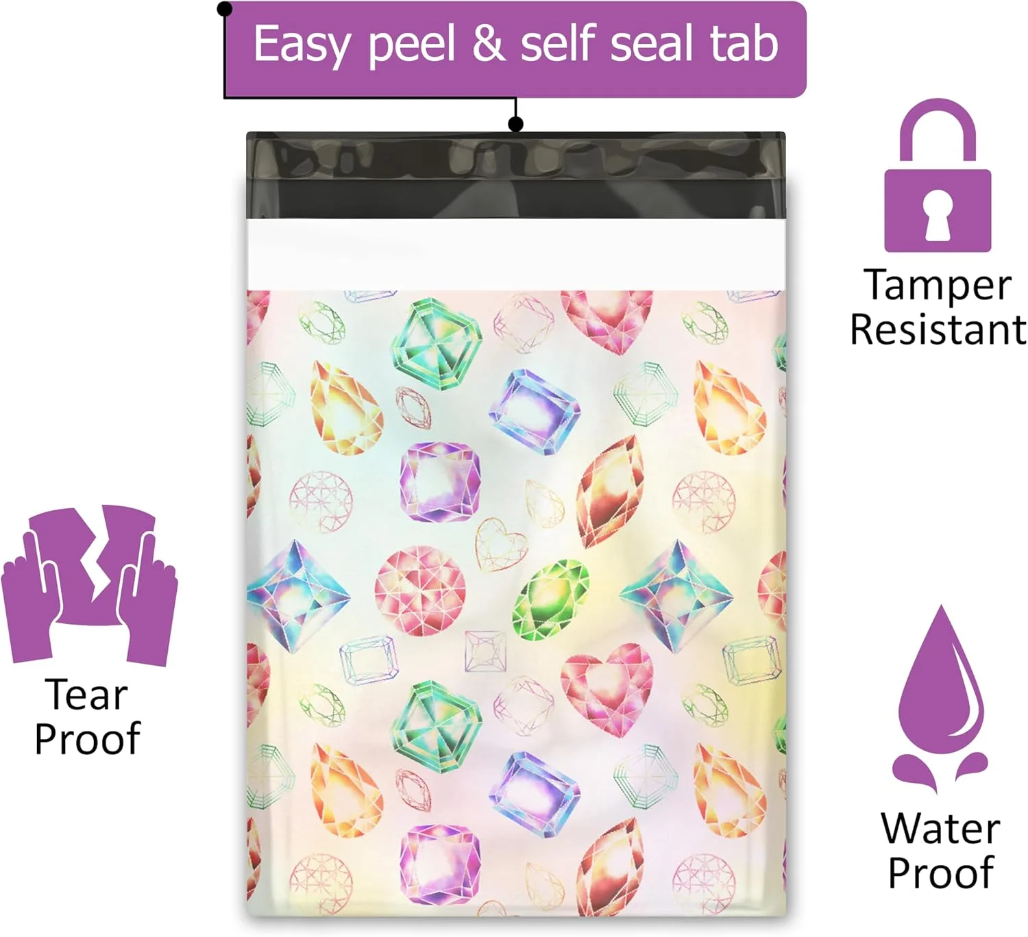 پاکت پستی پلی اتیلن طرح جواهرات و الماس Pro Supply Global سایز 10x13 (100 عدد) - پاکت های پستی چاپی ممتاز پاکت پستی پلی اتیلن طرح جواهرات و الماس Pro Supply Global سایز 10x13 (100 عدد) - پاکت های پستی چاپی ممتاز