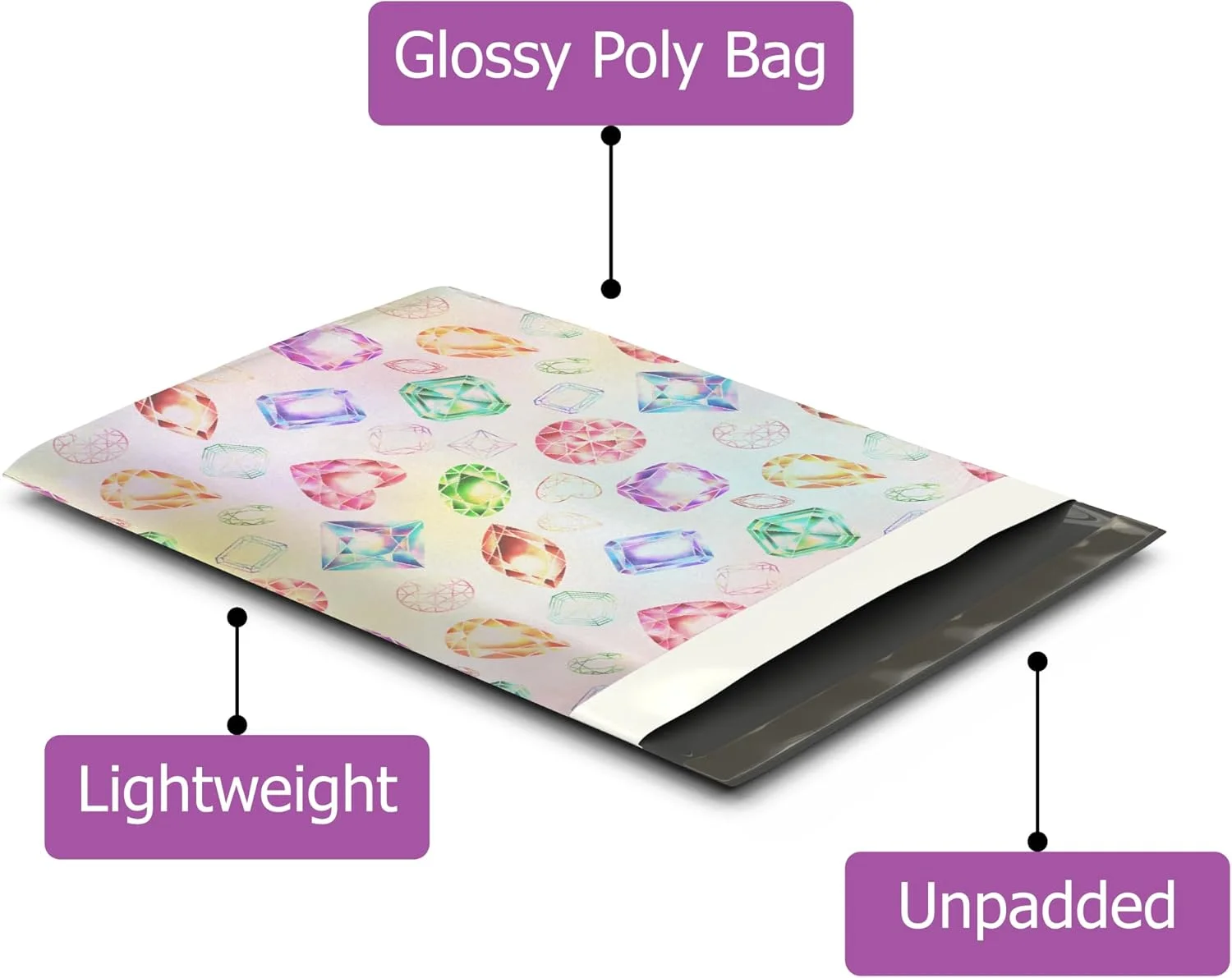 پاکت پستی پلی اتیلن طرح جواهرات و الماس Pro Supply Global سایز 10x13 (100 عدد) - پاکت های پستی چاپی ممتاز پاکت پستی پلی اتیلن طرح جواهرات و الماس Pro Supply Global سایز 10x13 (100 عدد) - پاکت های پستی چاپی ممتاز