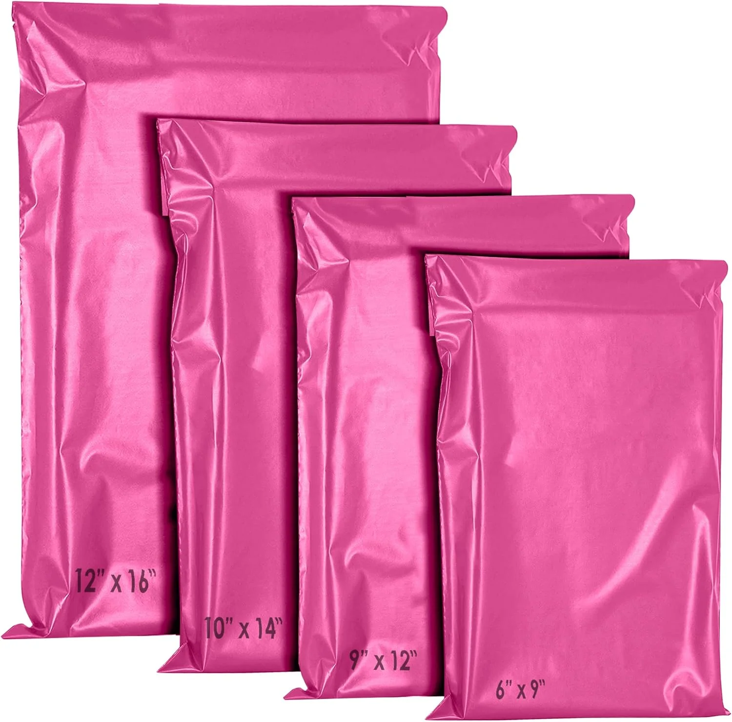 60 عدد کیسه پستی پلاستیکی خود چسب دار مخلوط، سایز 12x16 اینچ، پاکت برای پست لباس، پستی، بسته بندی، کیسه های حمل و نقل، ضد دستکاری، کیسه های پستی امن متوسط ​​صورتی جیغ