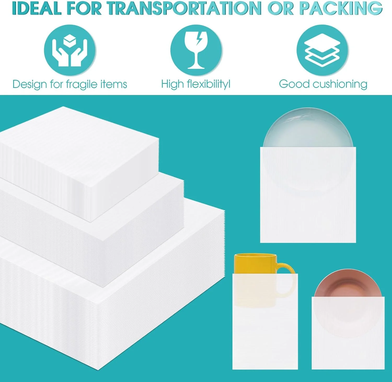 زانمای 300 عدد پد فوم ضربه گیر در 3 سایز مختلف، آستین بسته بندی بشقاب برای اسباب کشی، فوم بسته بندی لوازم اسباب کشی برای حمل و نقل، نگهداری ظروف، لیوان ها، چینی، 30x30 سانتی متر، 20x30 سانتی متر، 20x20 سانتی متر زانمای 300 عدد پد فوم ضربه گیر در 3 سایز مختلف، آستین بسته بندی بشقاب برای اسباب کشی، فوم بسته بندی لوازم اسباب کشی برای حمل و نقل، نگهداری ظروف، لیوان ها، چینی، 30x30 سانتی متر، 20x30 سانتی متر، 20x20 سانتی متر