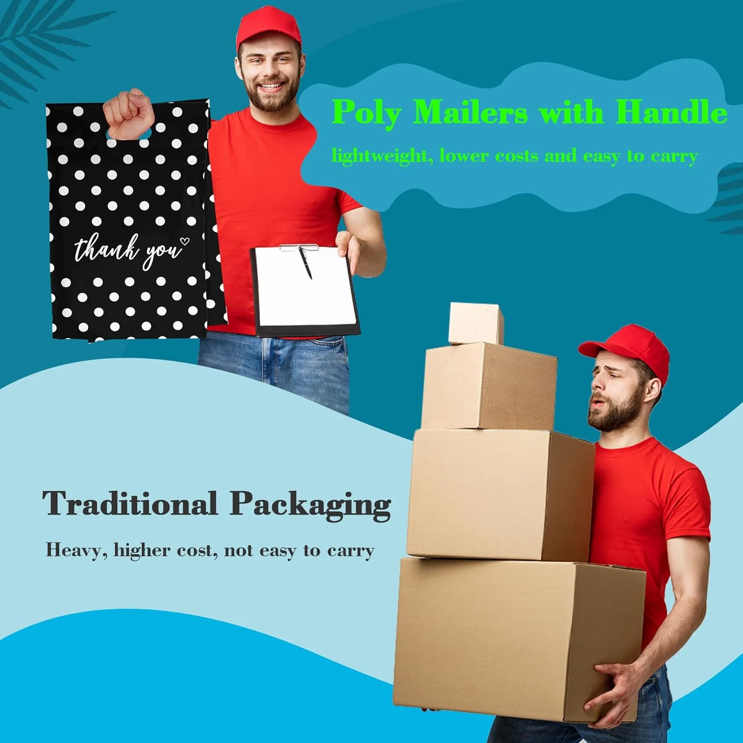 پاکت پستی پلی اتیلن دسته دار طرح خالدار سفید JinRuiKJ سایز 14.5x19 - 50 عددی، کیسه های پستی با طراحی ارتقا یافته برای لباس، کیسه های بسته بندی حمل آسان، کیسه های پستی خود چسب و ضد آب پاکت پستی پلی اتیلن دسته دار طرح خالدار سفید JinRuiKJ سایز 14.5x19 - 50 عددی، کیسه های پستی با طراحی ارتقا یافته برای لباس، کیسه های بسته بندی حمل آسان، کیسه های پستی خود چسب و ضد آب