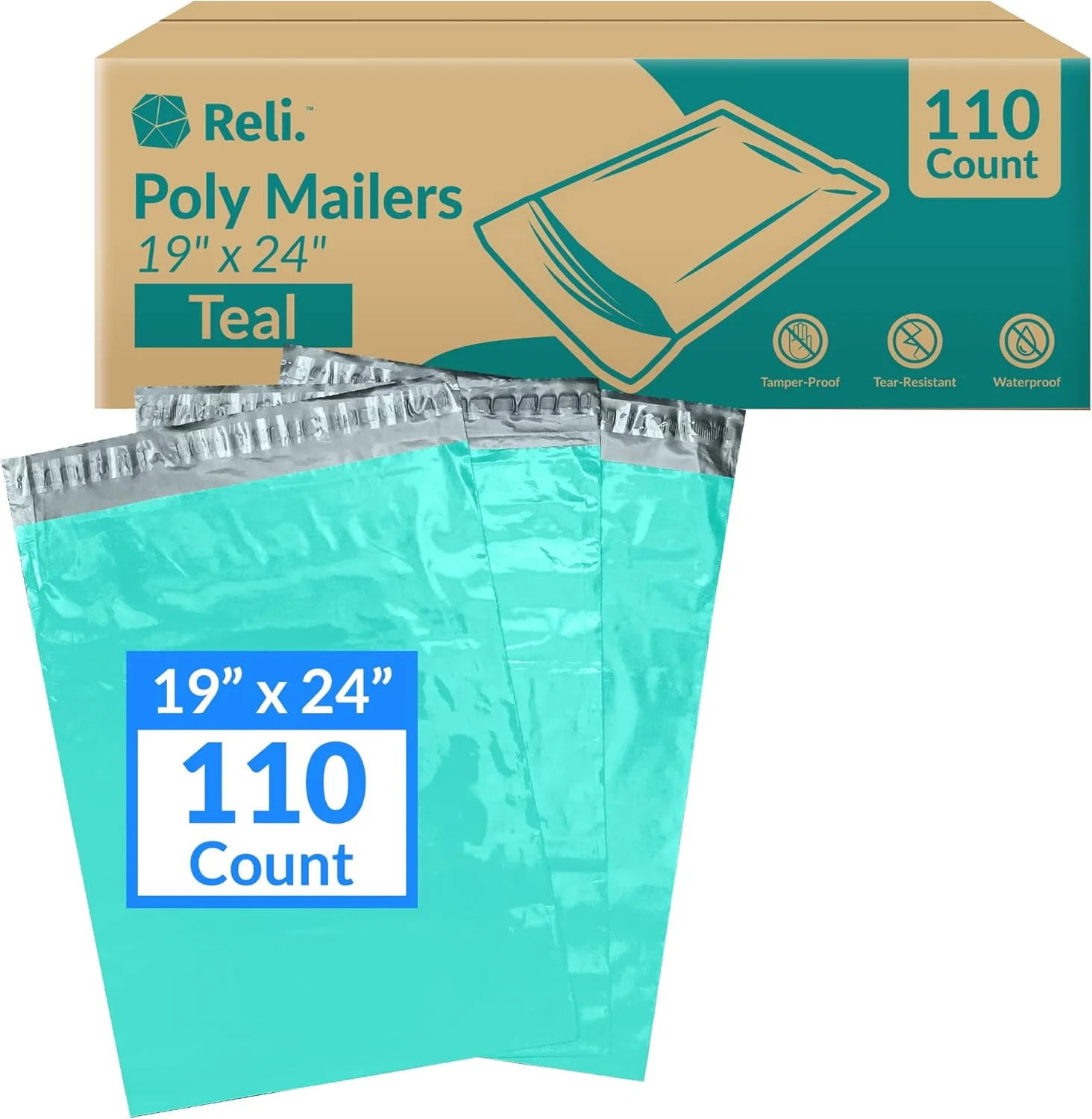 Reli. (110 عدد) پاکت پستی پلی اتیلنی 48x61 سانتیمتر، آبیسبز | کیسه پستی برای لباس | کیسههای پلی اتیلنی بزرگ برای حمل و نقل، کسب و کار کوچک | کیسه پستی/بستهبندی - 48x61 سانتیمتر | پاکتهای پستی غیر پددار، خود چسب Reli. (110 عدد) پاکت پستی پلی اتیلنی 48x61 سانتیمتر، آبیسبز | کیسه پستی برای لباس | کیسههای پلی اتیلنی بزرگ برای حمل و نقل، کسب و کار کوچک | کیسه پستی/بستهبندی - 48x61 سانتیمتر | پاکتهای پستی غیر پددار، خود چسب