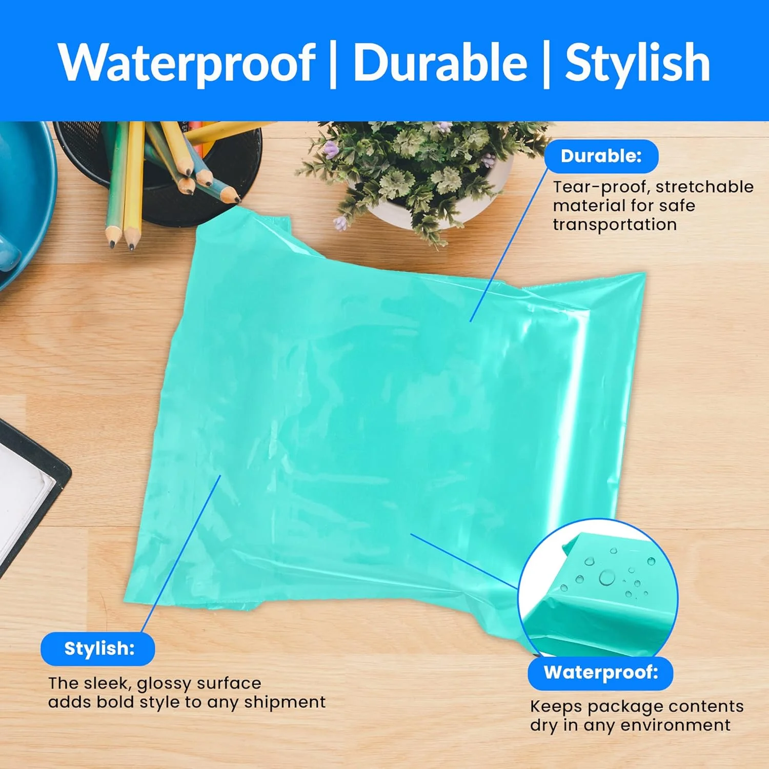 Reli. (110 عدد) پاکت پستی پلی اتیلنی 48x61 سانتیمتر، آبیسبز | کیسه پستی برای لباس | کیسههای پلی اتیلنی بزرگ برای حمل و نقل، کسب و کار کوچک | کیسه پستی/بستهبندی - 48x61 سانتیمتر | پاکتهای پستی غیر پددار، خود چسب Reli. (110 عدد) پاکت پستی پلی اتیلنی 48x61 سانتیمتر، آبیسبز | کیسه پستی برای لباس | کیسههای پلی اتیلنی بزرگ برای حمل و نقل، کسب و کار کوچک | کیسه پستی/بستهبندی - 48x61 سانتیمتر | پاکتهای پستی غیر پددار، خود چسب