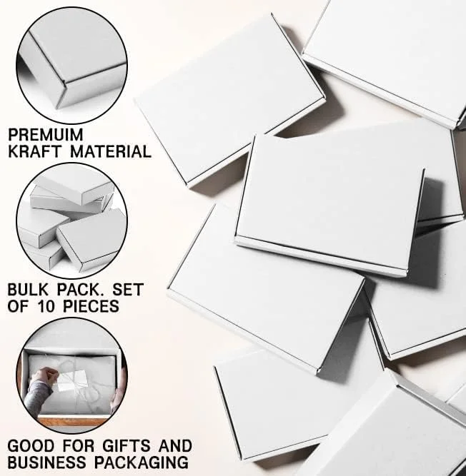 جعبه های پستی سفید DCGPAC، مخصوص تجارت الکترونیک، (10 عدد در بسته) جعبه های پستی برای کسب و کارهای کوچک، (10x7.5x2.5 سانتی متر) جعبه های حمل و نقل مقوایی 3 لایه محکم، جعبه های کوچک مقوایی اسباب کشی، جعبه های عمده جعبه های پستی سفید DCGPAC، مخصوص تجارت الکترونیک، (10 عدد در بسته) جعبه های پستی برای کسب و کارهای کوچک، (10x7.5x2.5 سانتی متر) جعبه های حمل و نقل مقوایی 3 لایه محکم، جعبه های کوچک مقوایی اسباب کشی، جعبه های عمده