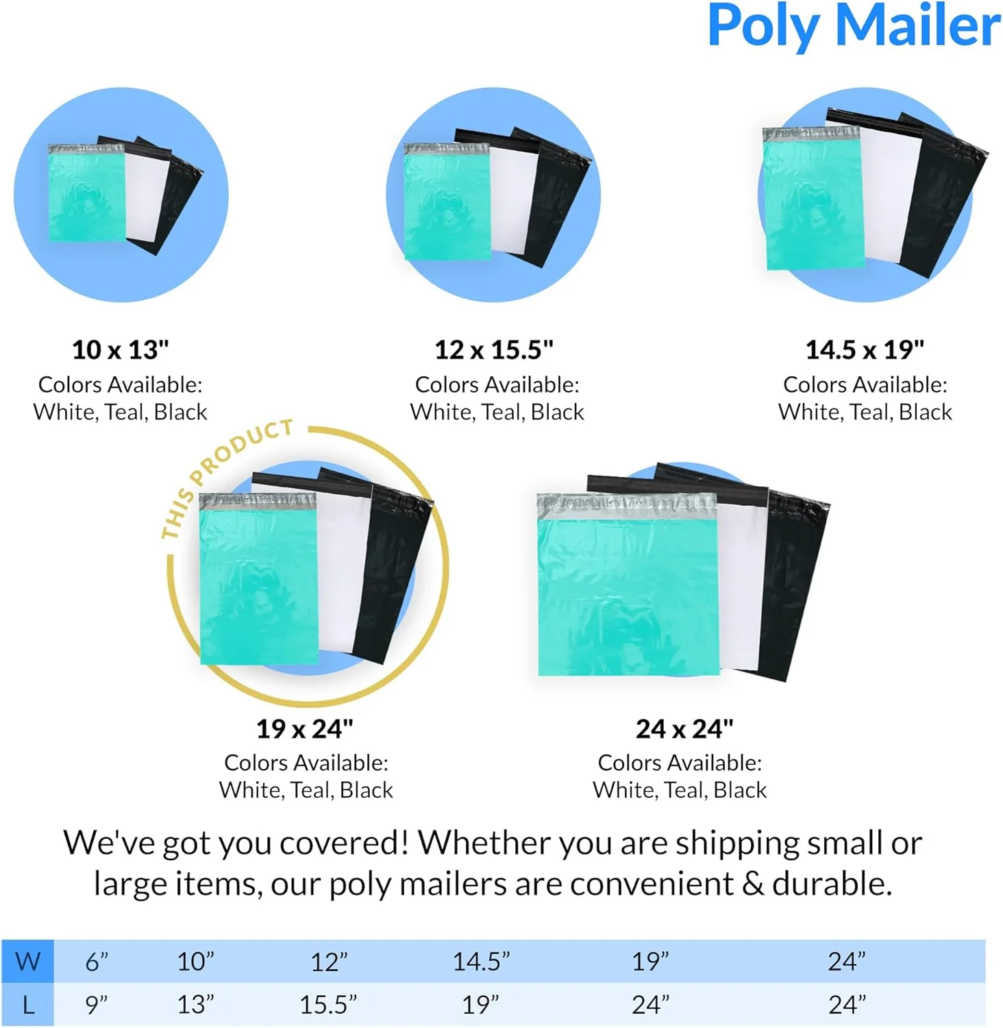 Reli. (110 عدد) پاکت پستی پلی اتیلنی 48x61 سانتیمتر، آبیسبز | کیسه پستی برای لباس | کیسههای پلی اتیلنی بزرگ برای حمل و نقل، کسب و کار کوچک | کیسه پستی/بستهبندی - 48x61 سانتیمتر | پاکتهای پستی غیر پددار، خود چسب Reli. (110 عدد) پاکت پستی پلی اتیلنی 48x61 سانتیمتر، آبیسبز | کیسه پستی برای لباس | کیسههای پلی اتیلنی بزرگ برای حمل و نقل، کسب و کار کوچک | کیسه پستی/بستهبندی - 48x61 سانتیمتر | پاکتهای پستی غیر پددار، خود چسب