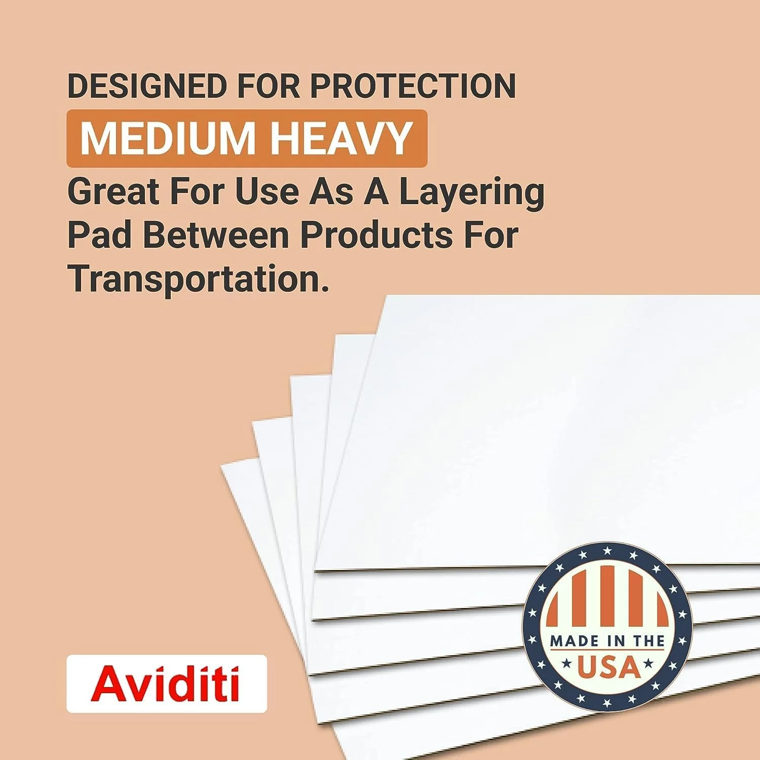 ورق های مقوایی راه راه Aviditi 24" x 36" (بسته 5 عددی) مقوای بزرگ برای بسته بندی جداسازی لایه ها، ارسال پستی، بسته بندی و محافظت از محصولات در برابر آسیب لیفتراک، سفید، بسته 5 عددی