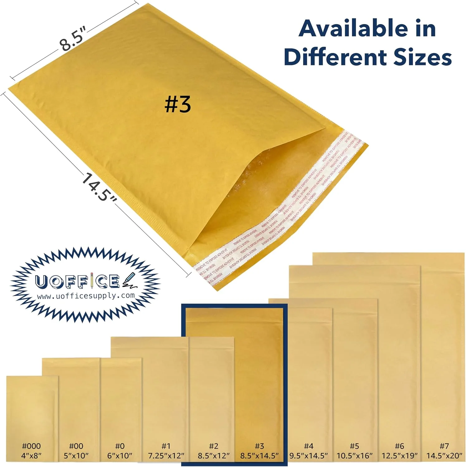پاکت های پستی حبابدار کرافت uOffice برای بسته بندی، حمل و نقل و ارسال پستی تجاری (50 عدد، 3-8.5 اینچ در 14.5 اینچ) پاکت های پستی حبابدار کرافت uOffice برای بسته بندی، حمل و نقل و ارسال پستی تجاری (50 عدد، 3-8.5 اینچ در 14.5 اینچ)
