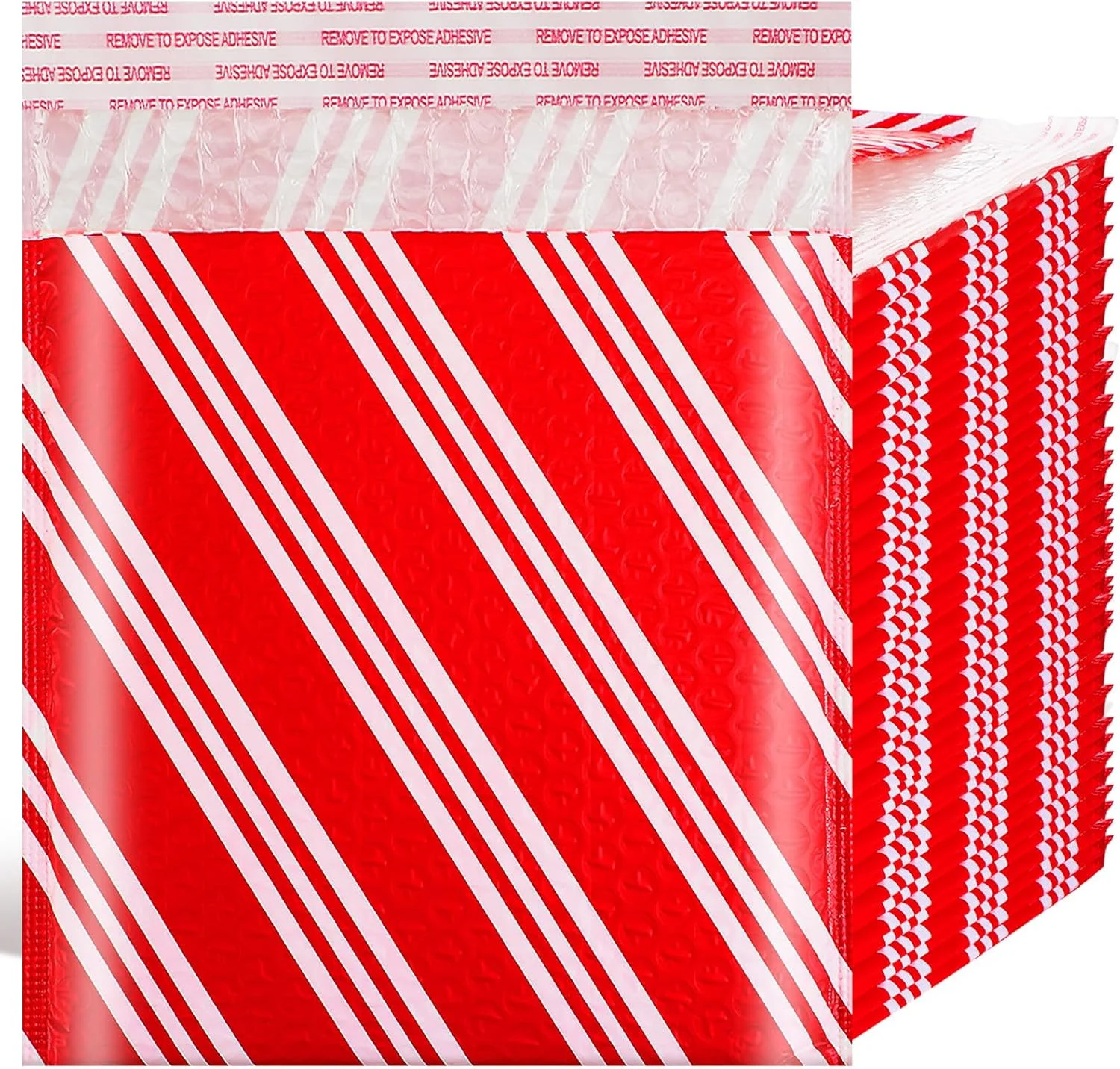 پاکت های حبابدار کریسمس Qilery، 25 عددی، پاکت های پستی بالشتک دار 21x24 سانتی متر، کیسه های حمل و نقل آب نبات عصایی چسب دار، پاکت های پستی تعطیلات برای بسته بندی و حمل و نقل کریسمس