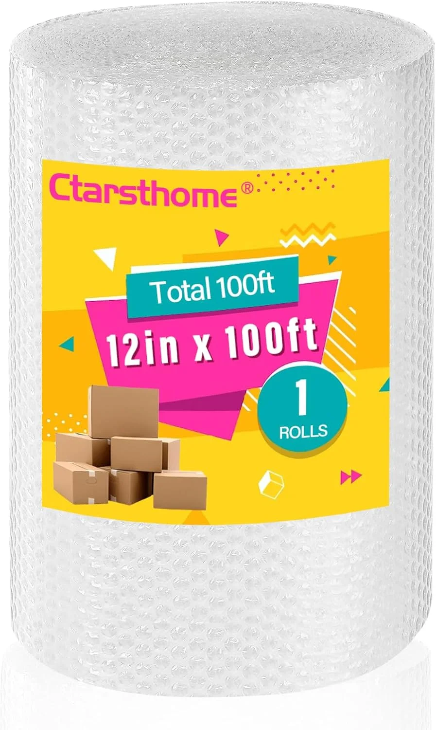 رول نایلون حبابدار ضربه گیر 12 اینچ در 100 فوت، بسته بندی محافظتی کوچک، مناسب بسته بندی و اسباب کشی، دارای پرفراژ هر 12 اینچ