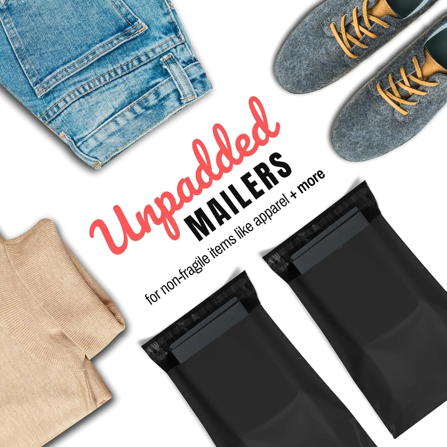 پاکت پستی طرح بستنی A LA MODE، سایز 10x13، پلی اتیلن، بسته 200 عددی | مشکی | لوازم بسته بندی عمده | پاکت های پستی | کیسه های پستی پلاستیکی برای بسته بندی لباس کسب و کارهای کوچک | چسب دار و خود چسب