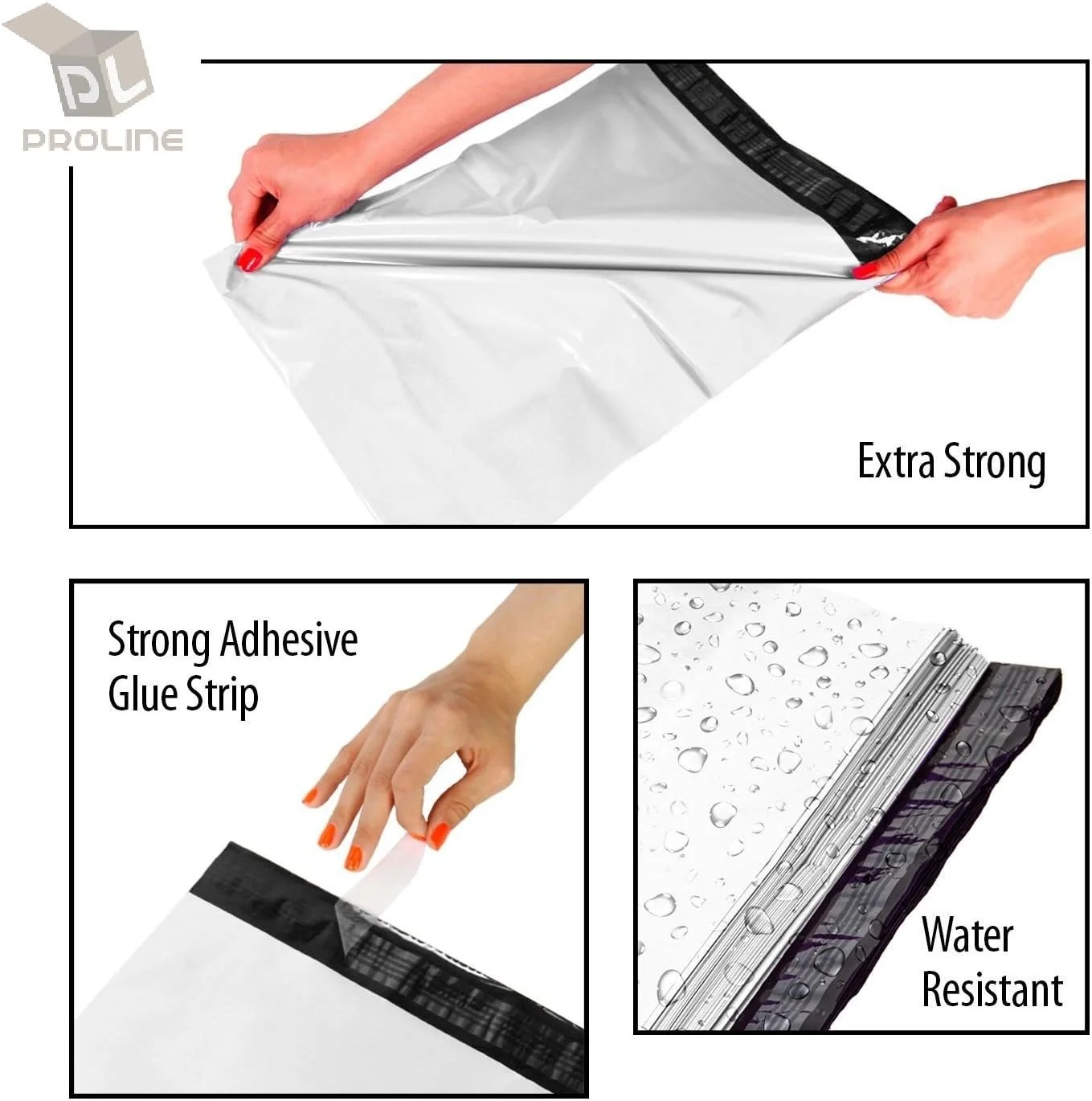 پاکت پستی پلی اتیلن سفید ProLine سایز 24x24 اینچ، خود چسب، ضخامت 2.5 میل، بسته 50 عددی