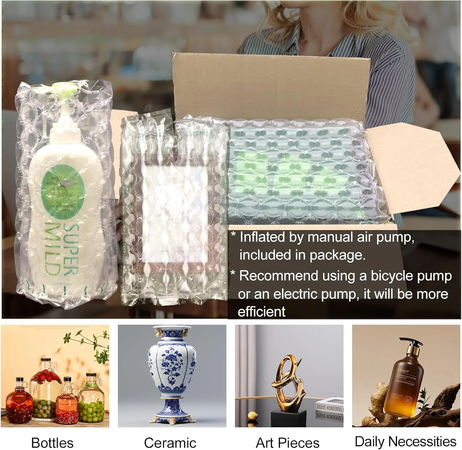 رول محافظ حبابدار بادی Hijelyn برای بسته بندی و ارسال بطری، آستین های حمل و نقل 15.7 اینچ در 164 فوت، بالشتک های هوا برای حمل و نقل و جابجایی، حباب های هوای بزرگ، لوازم بسته بندی برای بسته بندی اقلام شکستنی رول محافظ حبابدار بادی Hijelyn برای بسته بندی و ارسال بطری، آستین های حمل و نقل 15.7 اینچ در 164 فوت، بالشتک های هوا برای حمل و نقل و جابجایی، حباب های هوای بزرگ، لوازم بسته بندی برای بسته بندی اقلام شکستنی