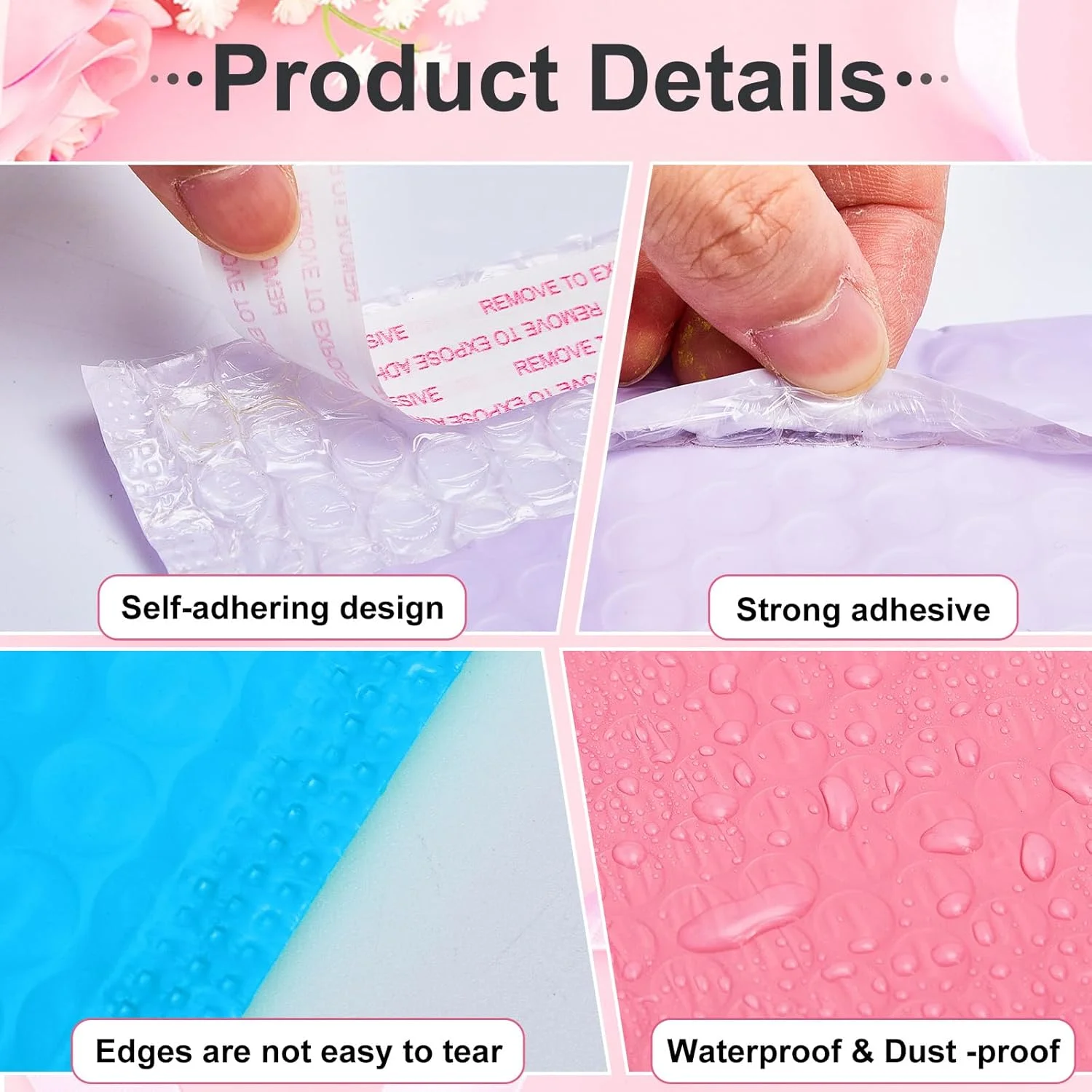 بسته 162 عددی پاکت پستی حبابدار Henoyso سایز 4x6 اینچ، پاکت های پستی پلی اتیلن عمده چسب دار خود چسب، کیسه های پستی بالشتکی، پاکت های بسته بندی ضد آب برای بسته بندی پستی تجاری