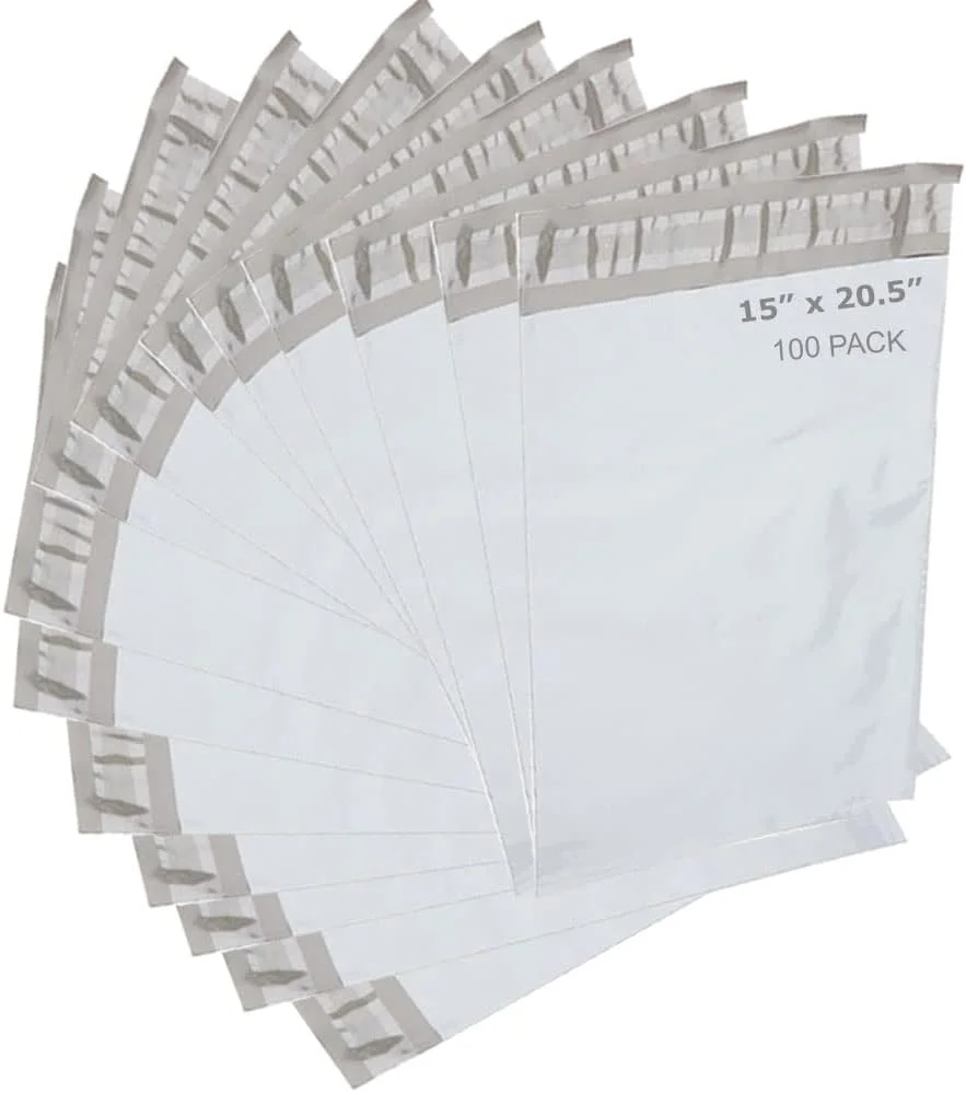 پاکت پستی پلی اتیلن تجزیه پذیر WHALEVER سایز 15x20.5 اینچ، بسته 100 عددی، کیسه های پستی خود چسب سازگار با محیط زیست با بسته بندی پایدار، لوازم پاکت پستی، ضد پارگی