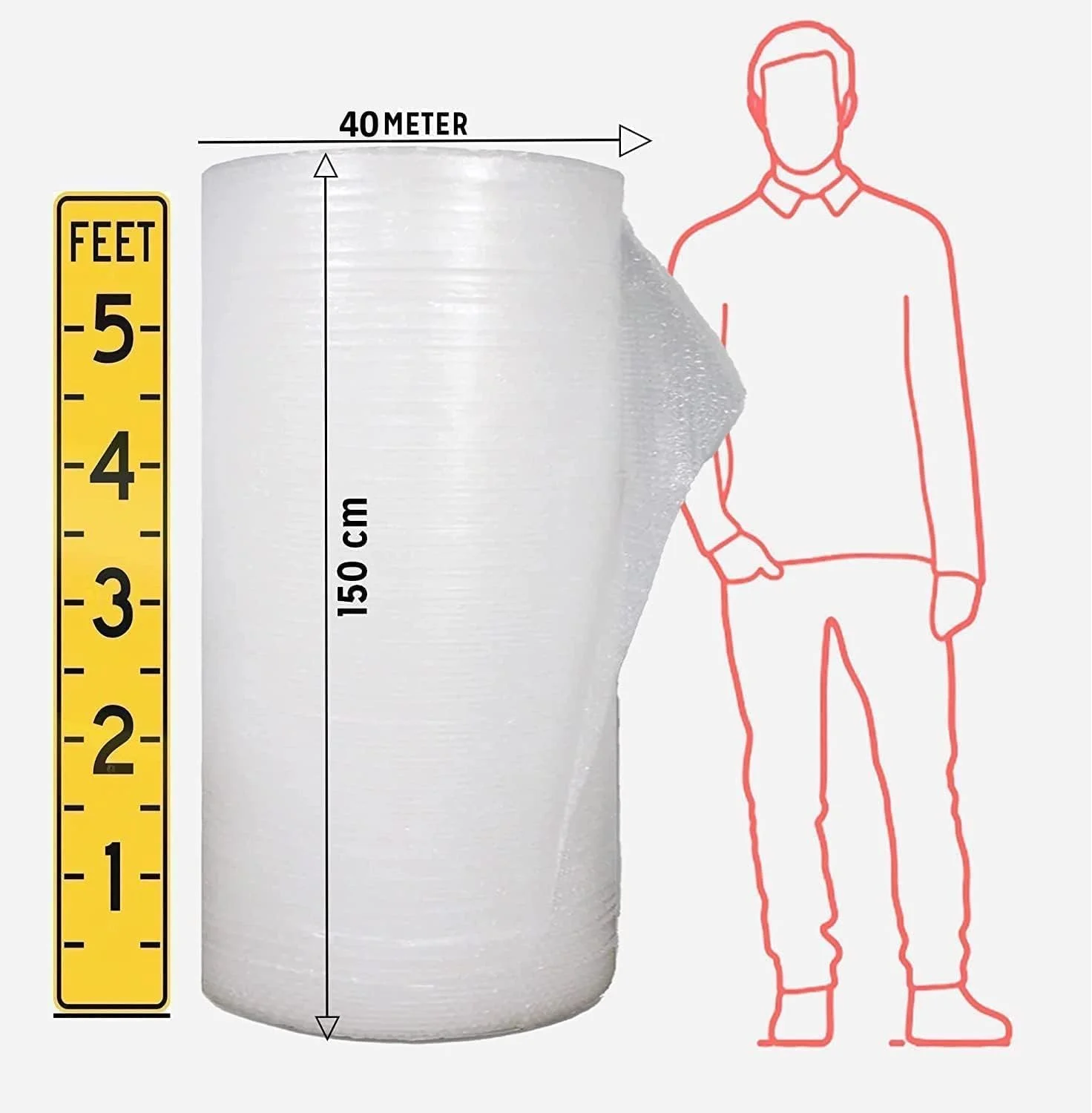 رول نایلون حبابدار Biella، 150 سانتی متر در 40 متر، رول حباب هوا برای بسته بندی، حمل و نقل، ارسال پستی، بسته بندی و لوازم اسباب کشی رول نایلون حبابدار Biella، 150 سانتی متر در 40 متر، رول حباب هوا برای بسته بندی، حمل و نقل، ارسال پستی، بسته بندی و لوازم اسباب کشی