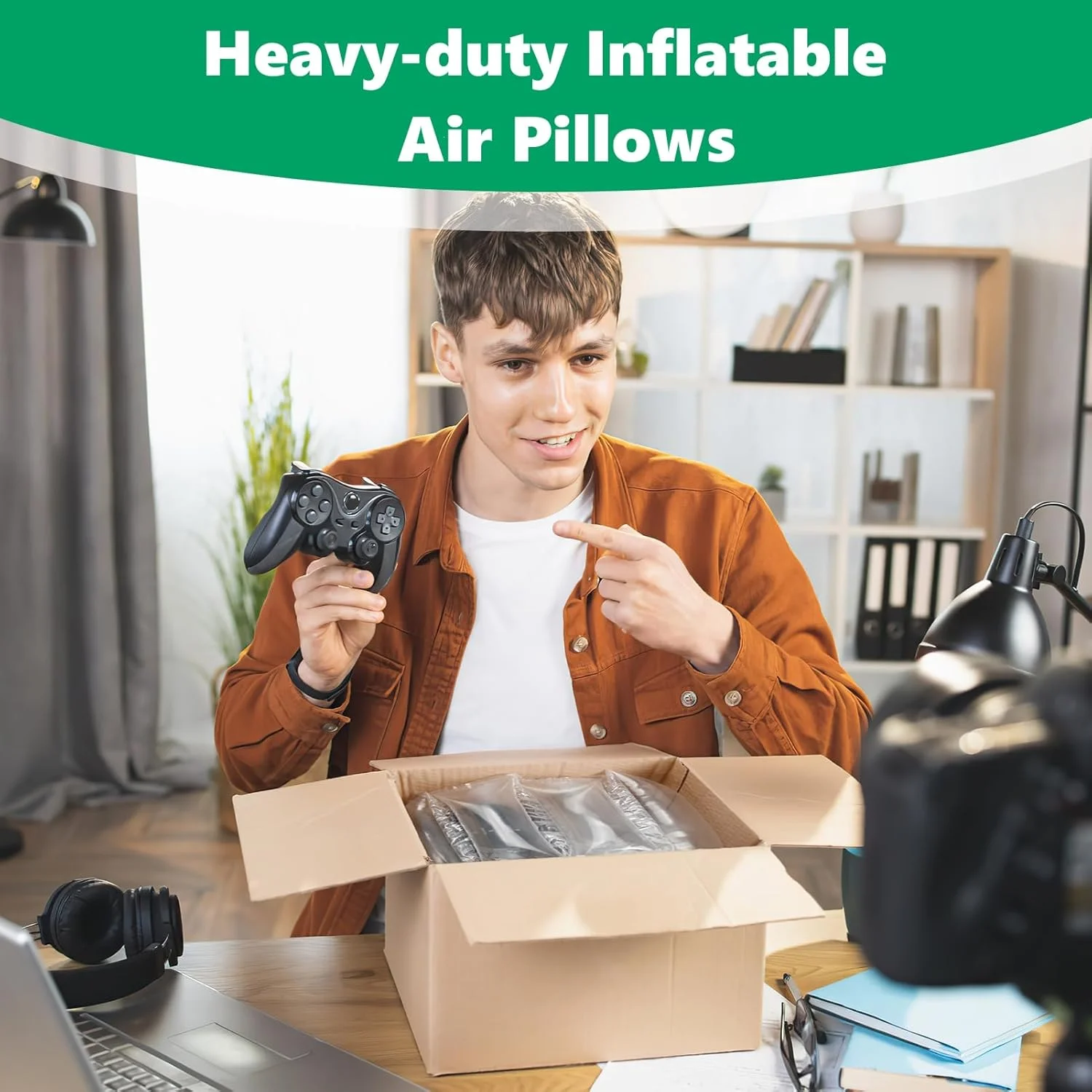 بالشتک های هوا برای حمل و نقل - 340 عدد 9x20 سانتی متر کیسه های هوای بسته بندی بادی با پمپ، جایگزین قابل بازیافت برای پر کردن جعبه، مناسب برای شکل دادن به کیف دستی - محافظت بهتر در حمل و نقل