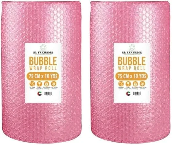 رول پلاستیک حبابدار صورتی روشن الفخامه [75 سانتی متر × 10 متر / 30 اینچ × 320 فوت]، روکش بسته بندی، ضد الکتریسیته ساکن، با چگالی بالا، بادوام و مقاوم در برابر رطوبت برای بسته بندی، حمل و نقل و جابجایی - 1 رول صورتی