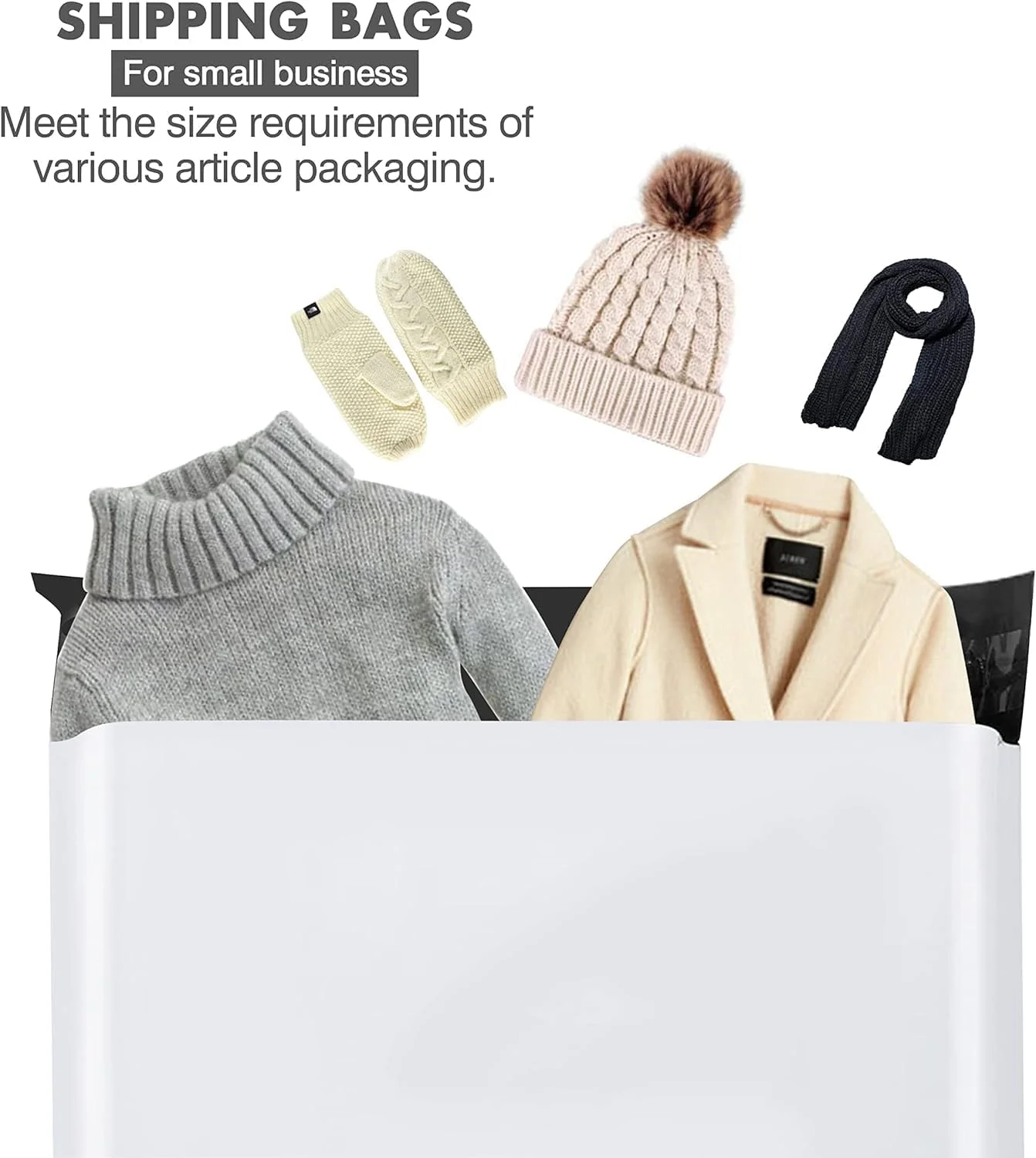 پاکت پستی پلی اتیلن سفید EIt، بسته 200 عددی، لوازم بسته بندی کسب و کارهای کوچک، کیسه های پستی، پاکت های پستی، خود چسب قوی و مقاوم در برابر پارگی (19X24 200PC)