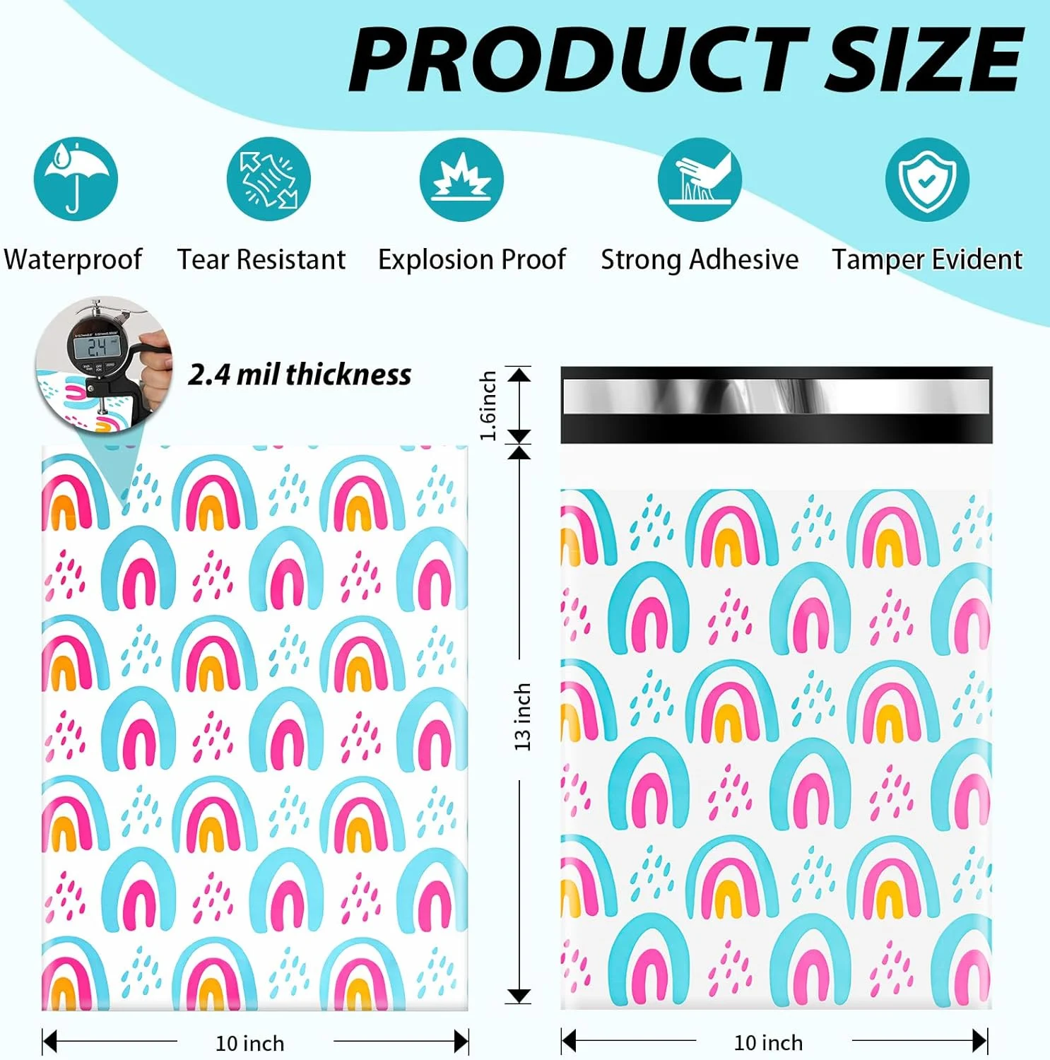 پاکت پستی پلی اتیلن عودودیانزی 10x13، بسته 50 عددی، کیسه های پستی خود چسب، کیسه های پلی اتیلن، کیسه های بسته بندی برای کسب و کارهای کوچک و لباس - رنگین کمانی پاکت پستی پلی اتیلن عودودیانزی 10x13، بسته 50 عددی، کیسه های پستی خود چسب، کیسه های پلی اتیلن، کیسه های بسته بندی برای کسب و کارهای کوچک و لباس - رنگین کمانی